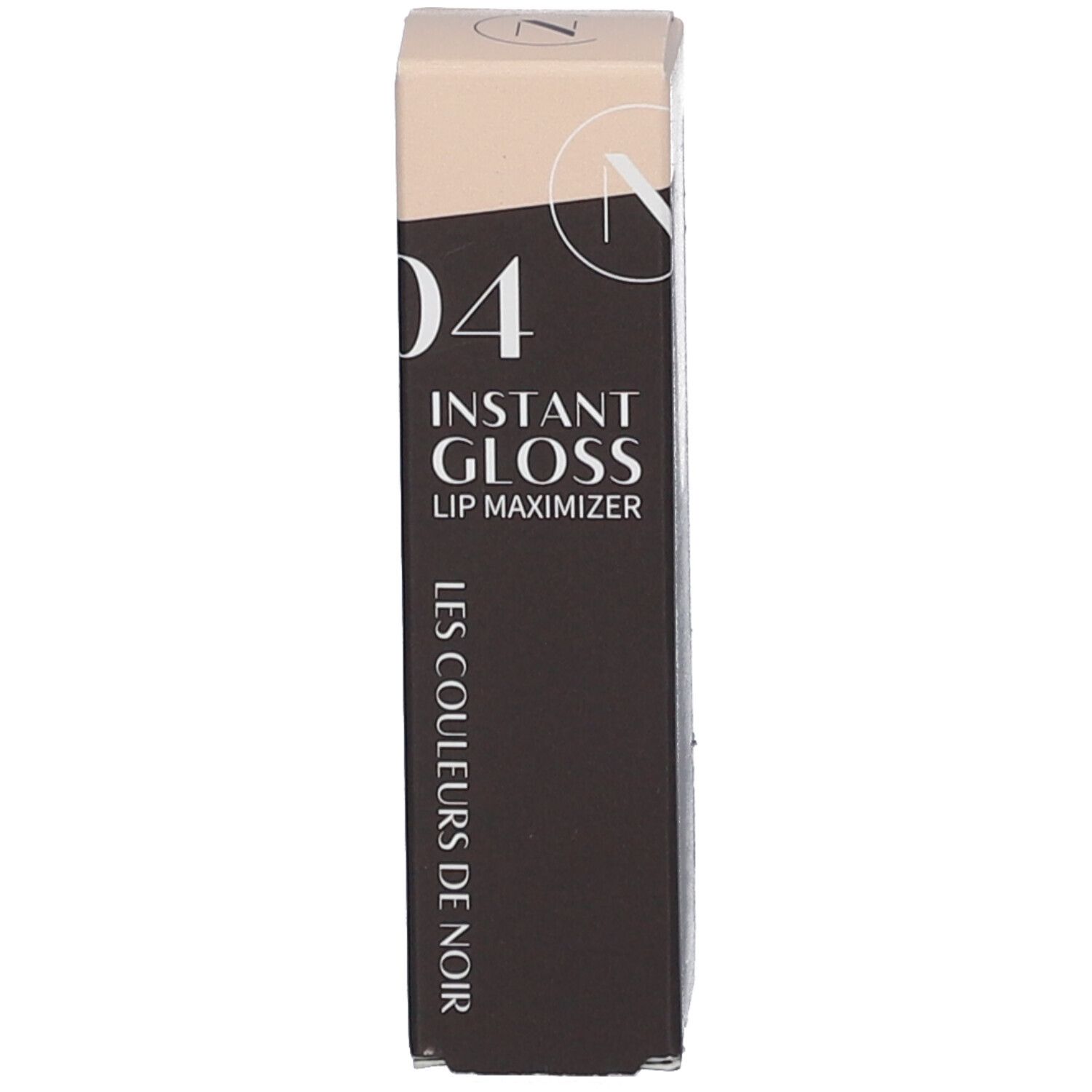 Verpackung mit Aufschrift '04 Instant Gloss Lip Maximizer' und 'LES COULEURS DE NOIR'.