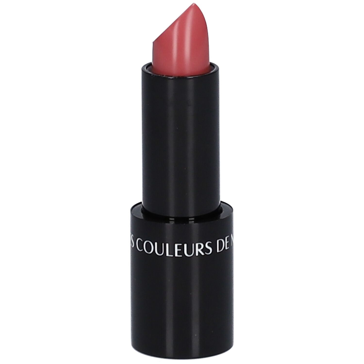 Lippenstift, rosa, Les Couleurs de Noir. Schwarzer Stift, Lippenstiftspitze sichtbar.