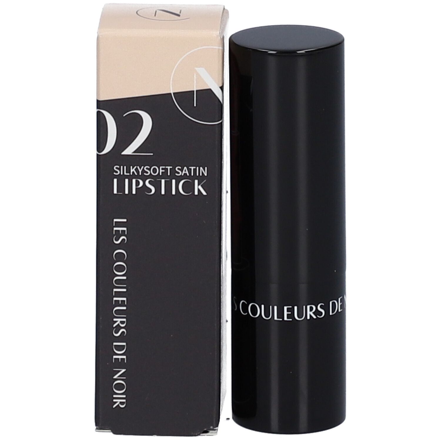 Lippenstift, rosa, Les Couleurs de Noir. Schwarzer Stift, Lippenstiftspitze sichtbar.