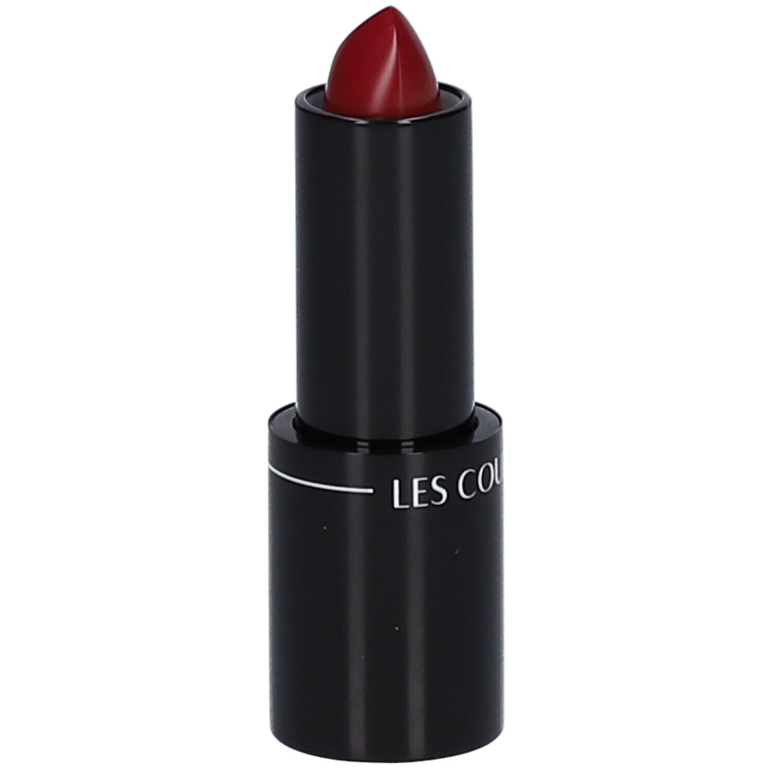Rouge à lèvres rouge, étui noir. Inscription : LES COULEURS DE.