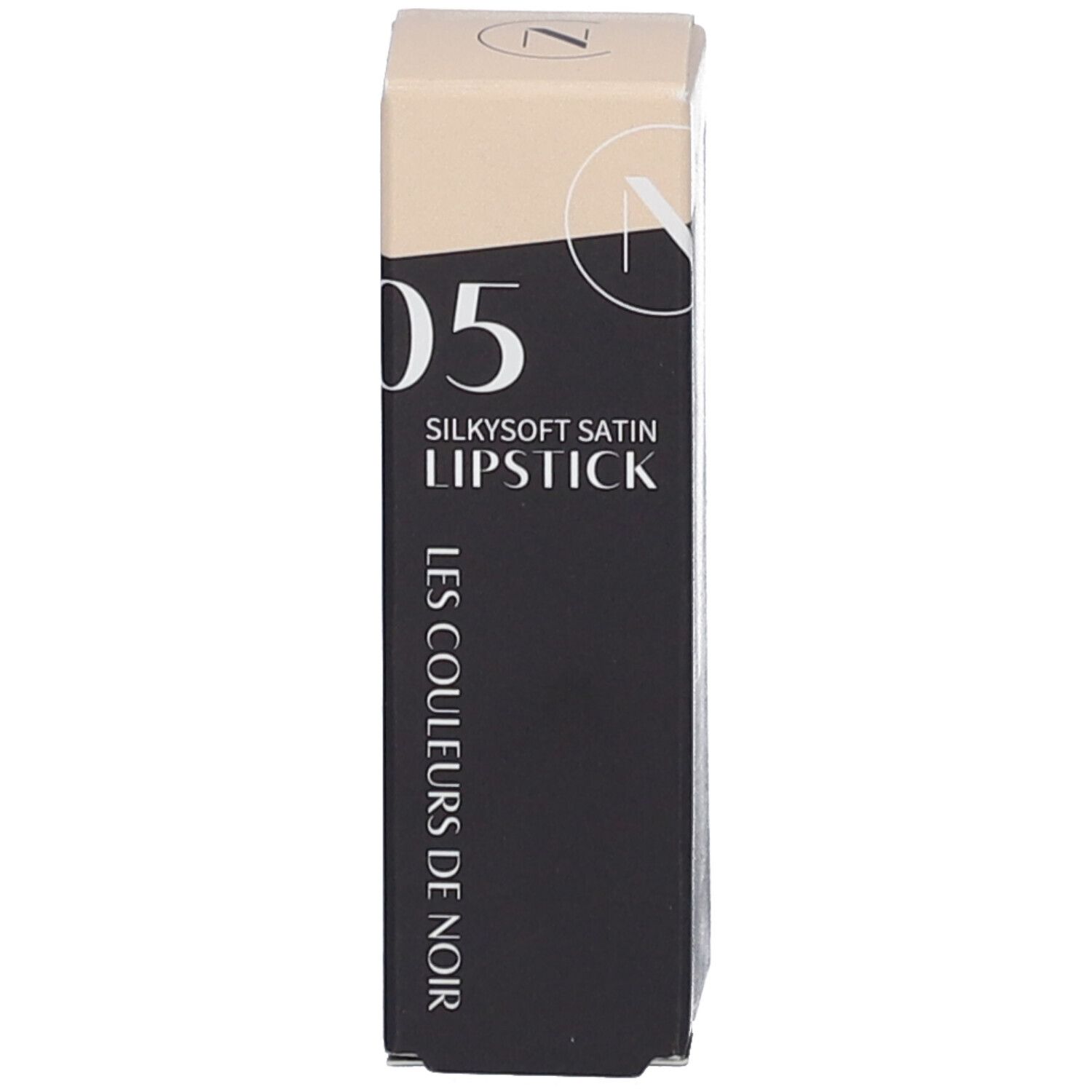 Emballage avec inscription : 05 Silkysoft Satin Lipstick, LES COULEURS DE NOIR.