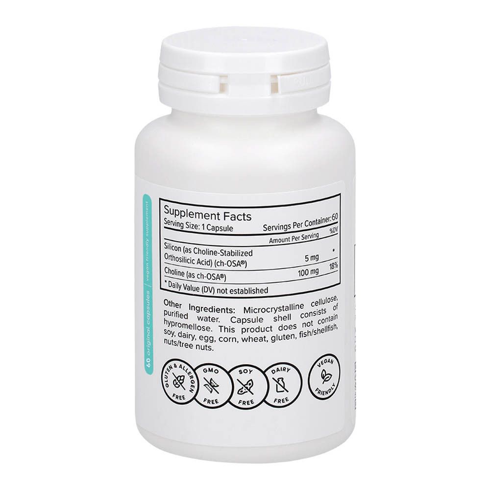 Dos du flacon blanc. Informations nutritionnelles. Ingrédients. Sceaux: sans gluten, etc.