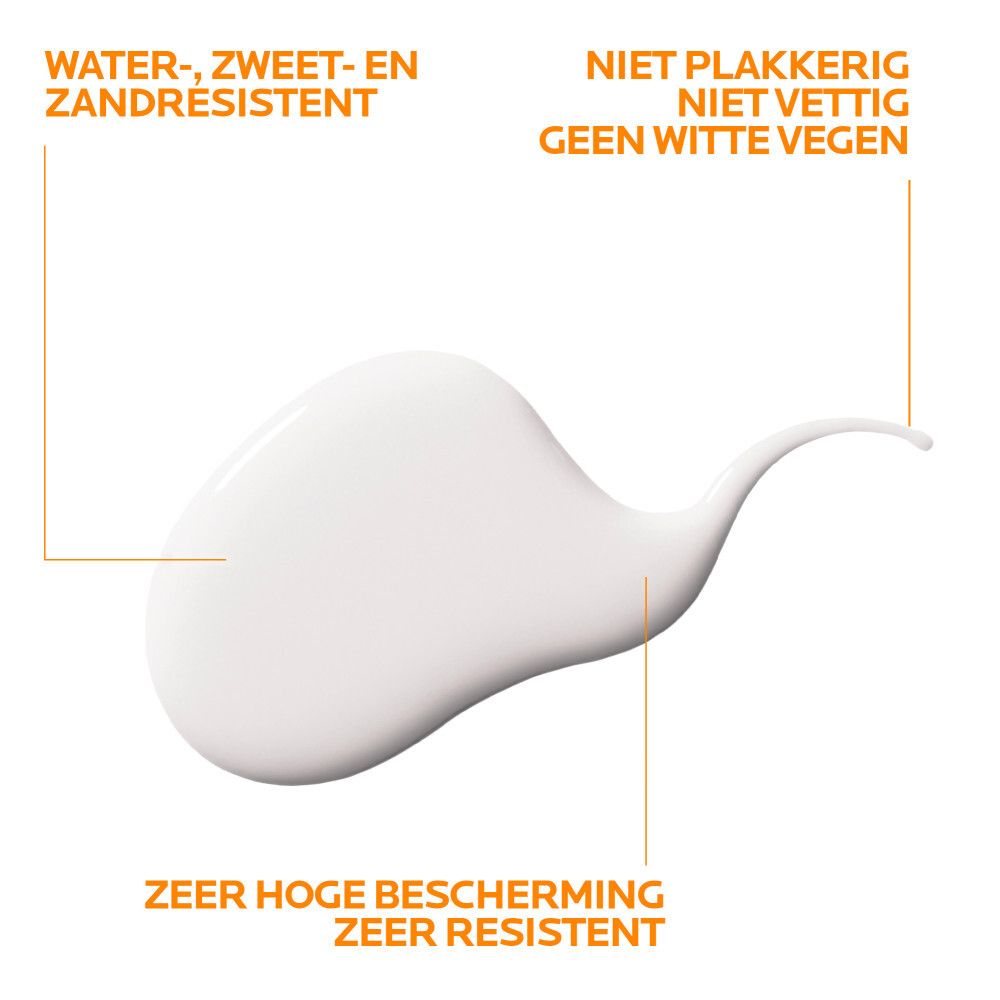 Eigenschappen crème: Water-, zweet- en zandresistent. Niet plakkerig, geen witte strepen. Zeer hoge bescherming.