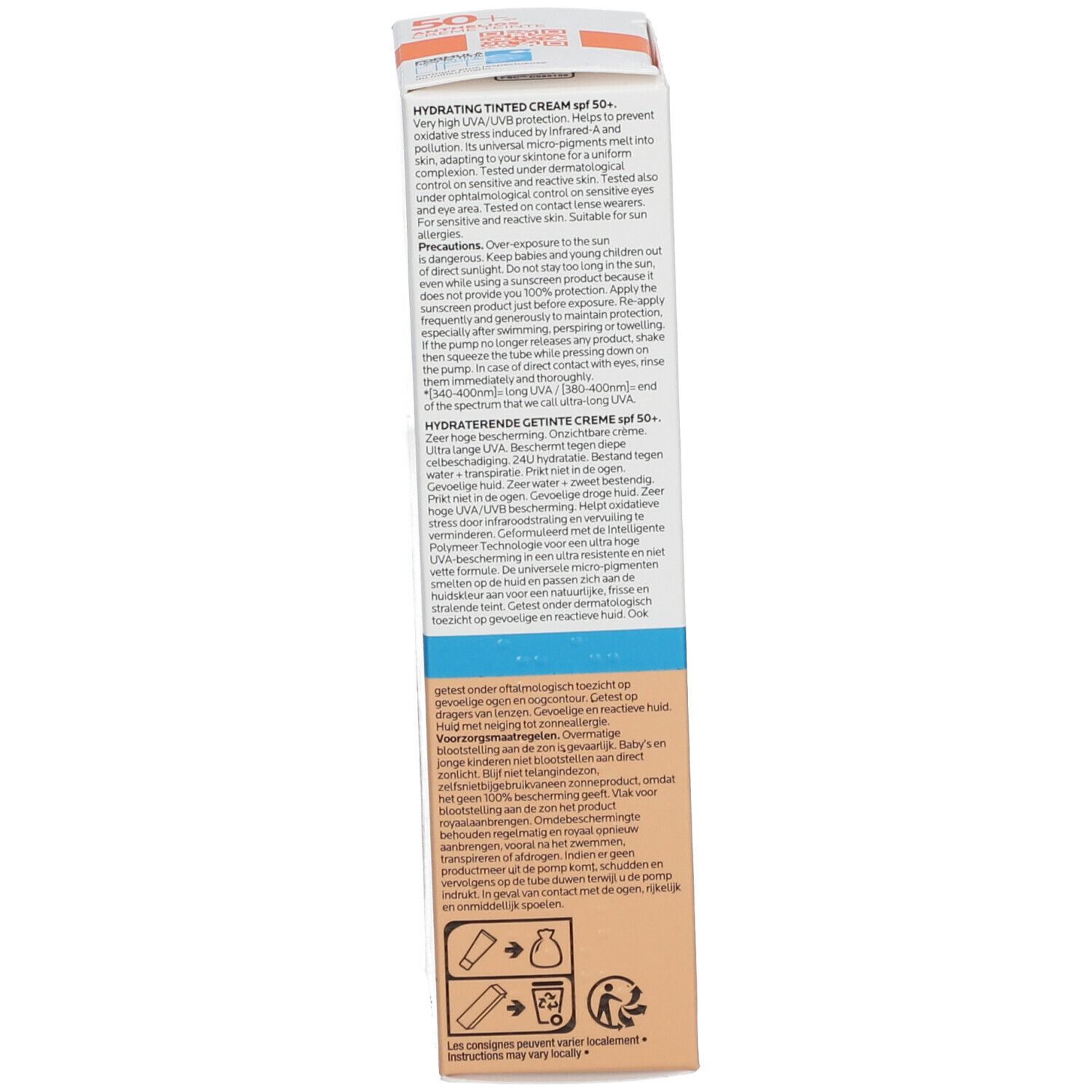 Dos de la boîte. Informations produit, ingrédients et instructions d'utilisation.