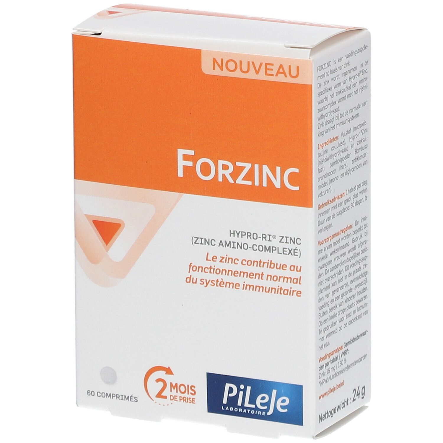 Forzinc, Comprimé, complément alimentaire à base de zinc, bt 60