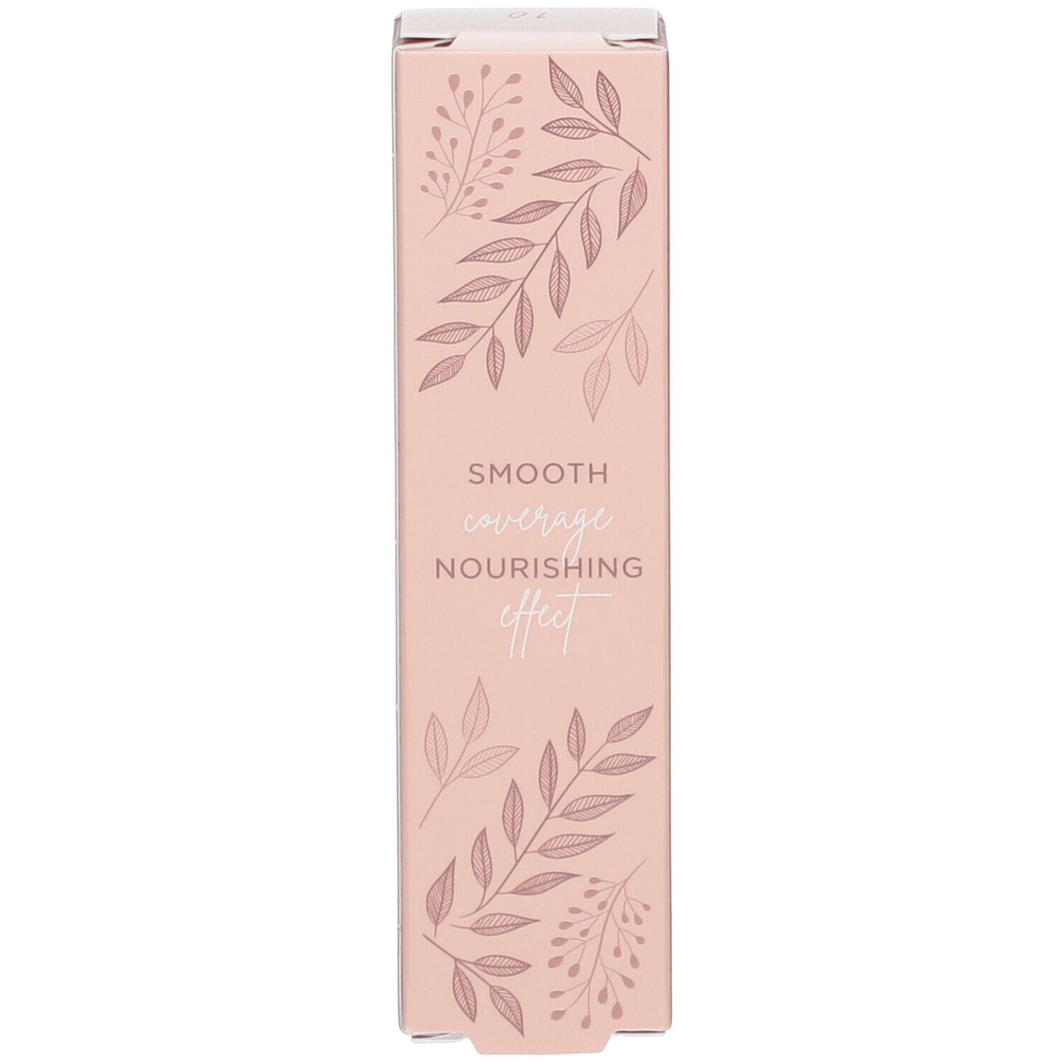 Verpakking. Tekst: Smooth coverage nourishing effect. Bloemenpatroon.