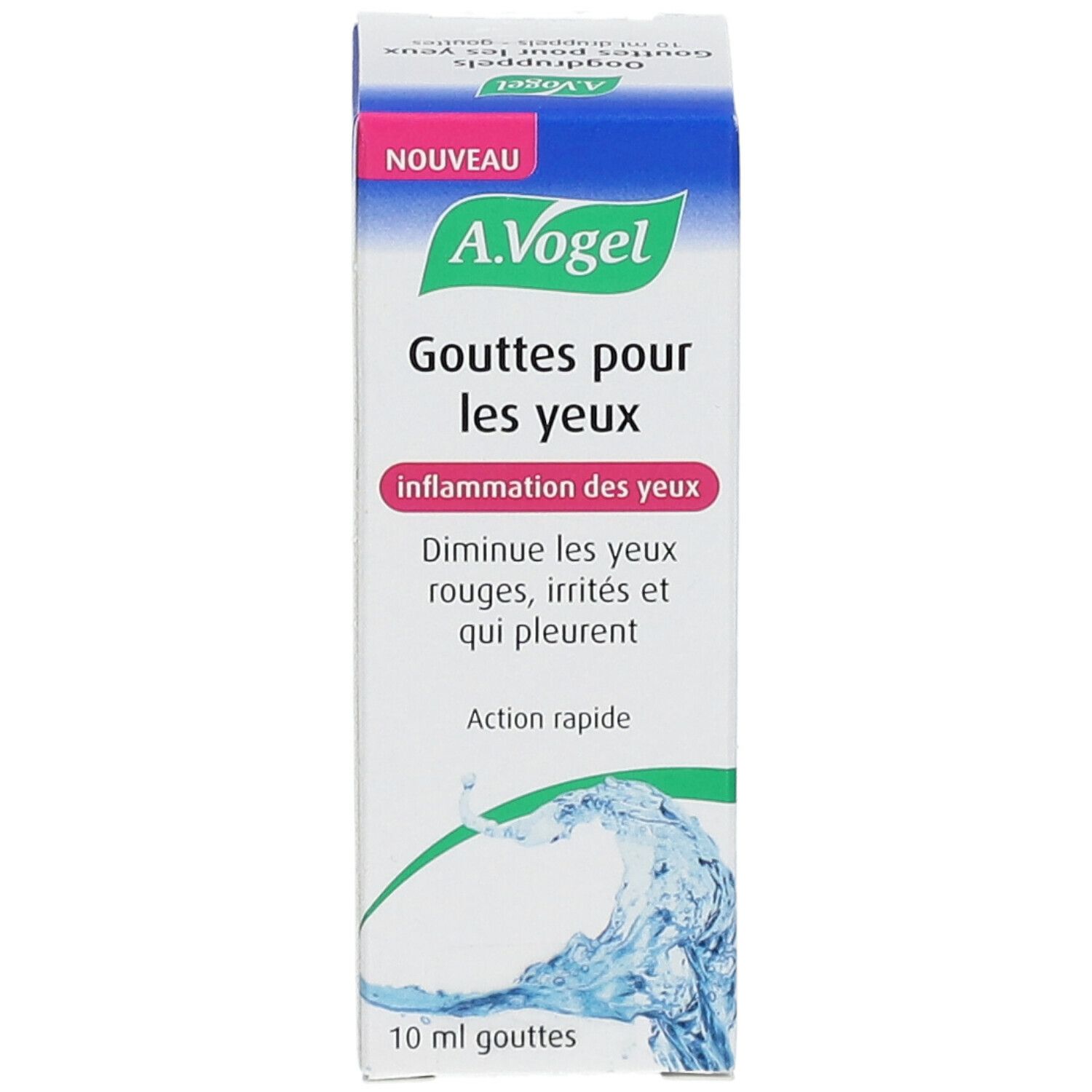 A.Vogel Oogdruppels. Verpakking van 10 ml. Vermindert rode, tranende en geïrriteerde ogen. Snelle werking.