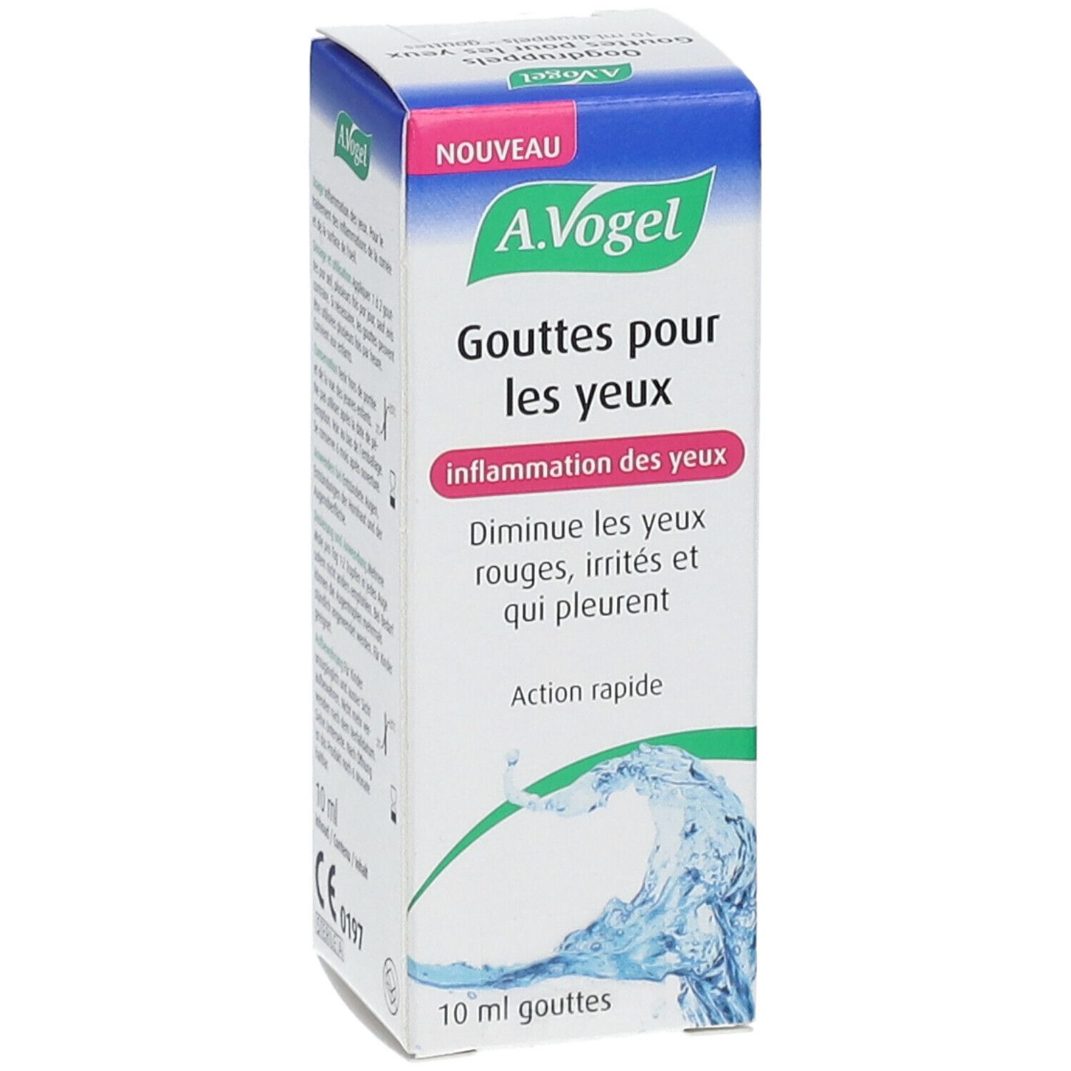 A.Vogel Oogdruppels. Verpakking van 10 ml. Vermindert rode, tranende en geïrriteerde ogen. Snelle werking.