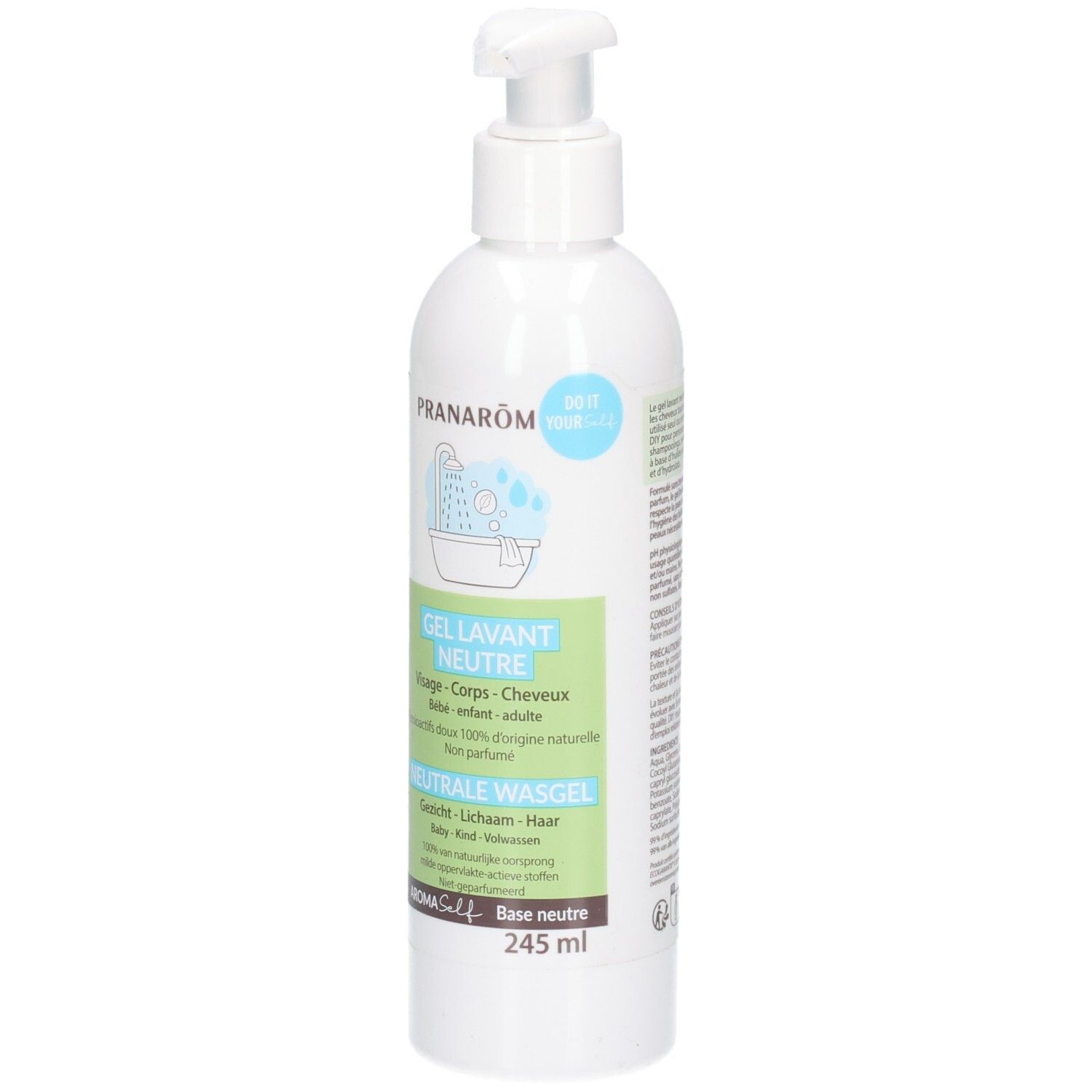 Pranarôm Aromaself neutrale Waschgel-Flasche mit Pumpspender, 245ml.