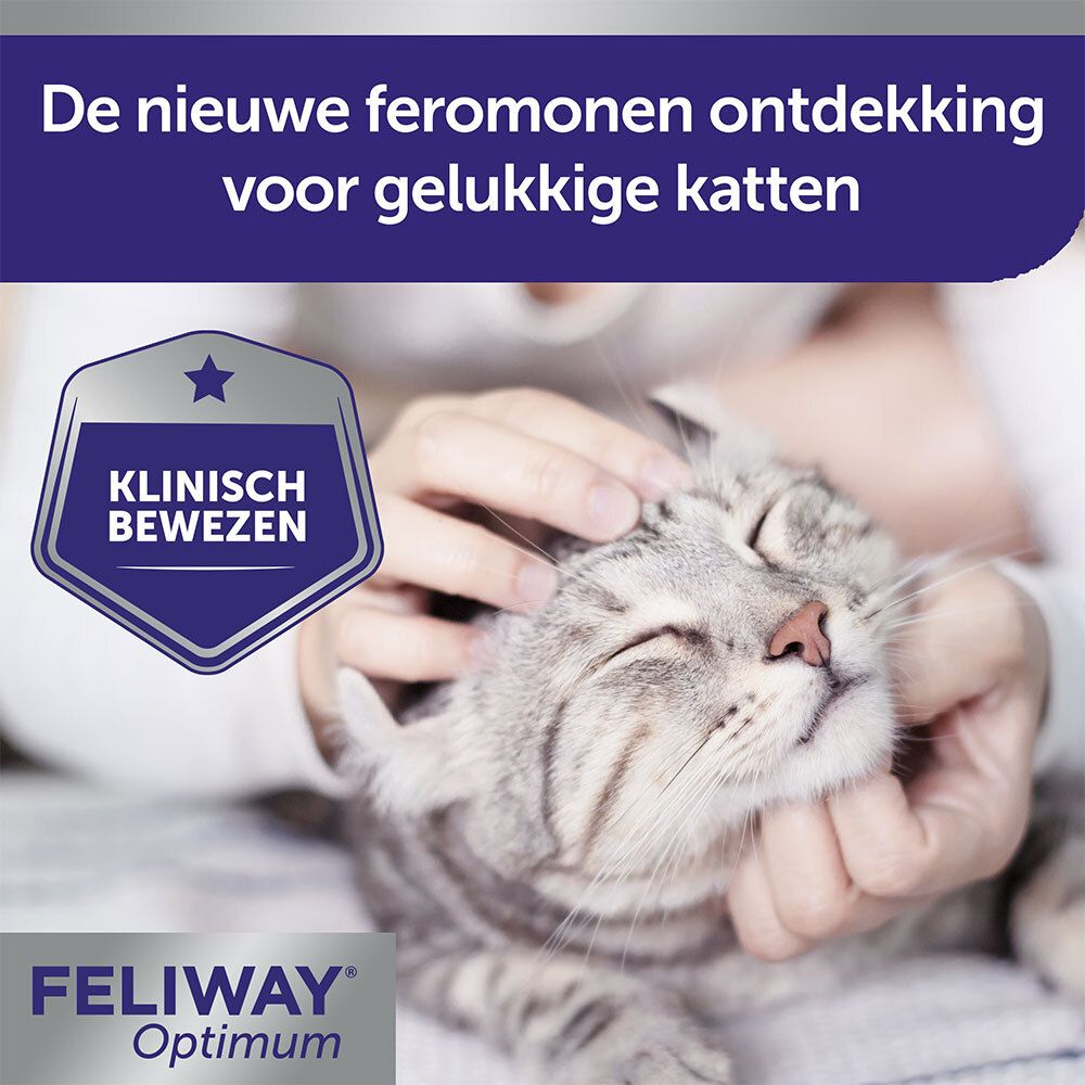 FELIWAY® Optimum. Pictogrammen voor stresssignalen bij katten. Tekst: FELIWAY® Optimum.