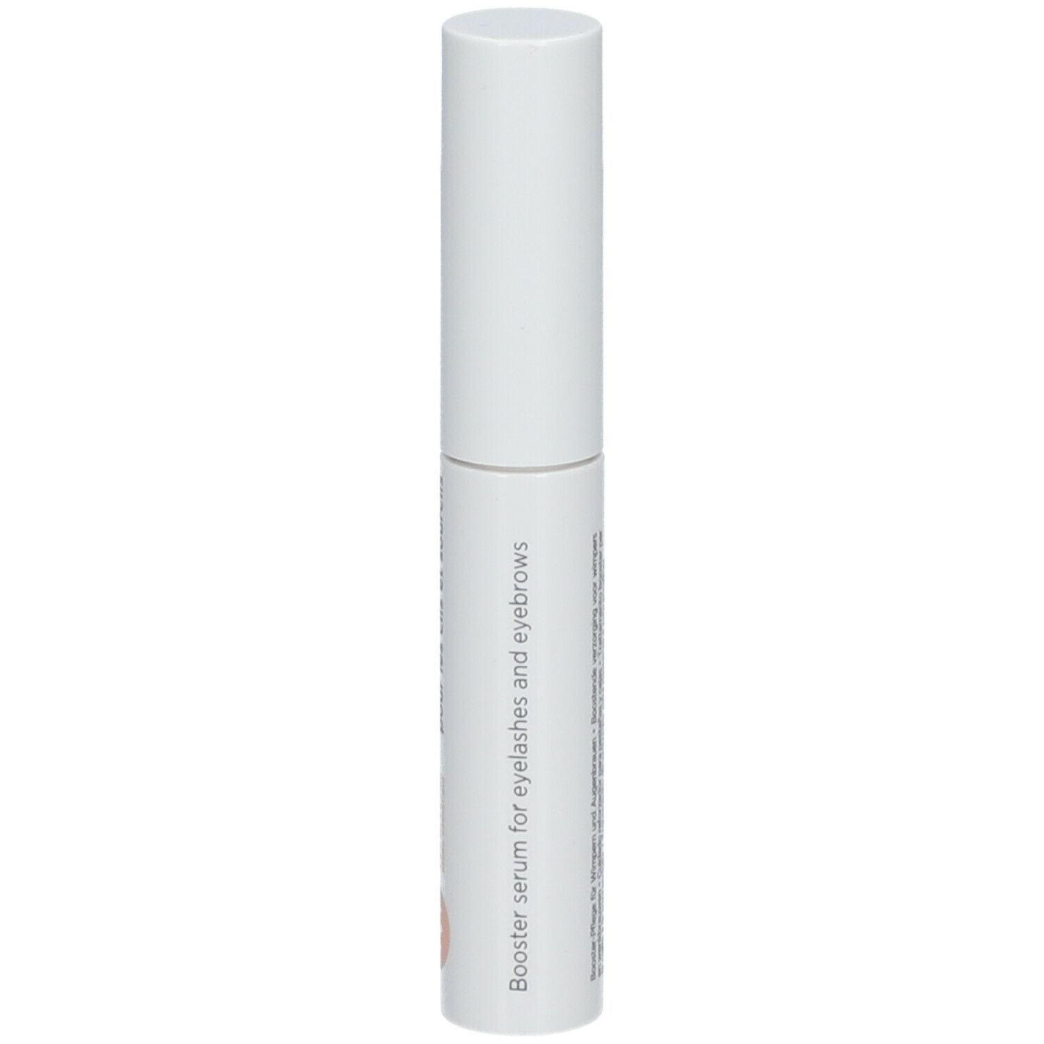 Tube blanc avec texte: Booster serum for eyelashes and eyebrows.
