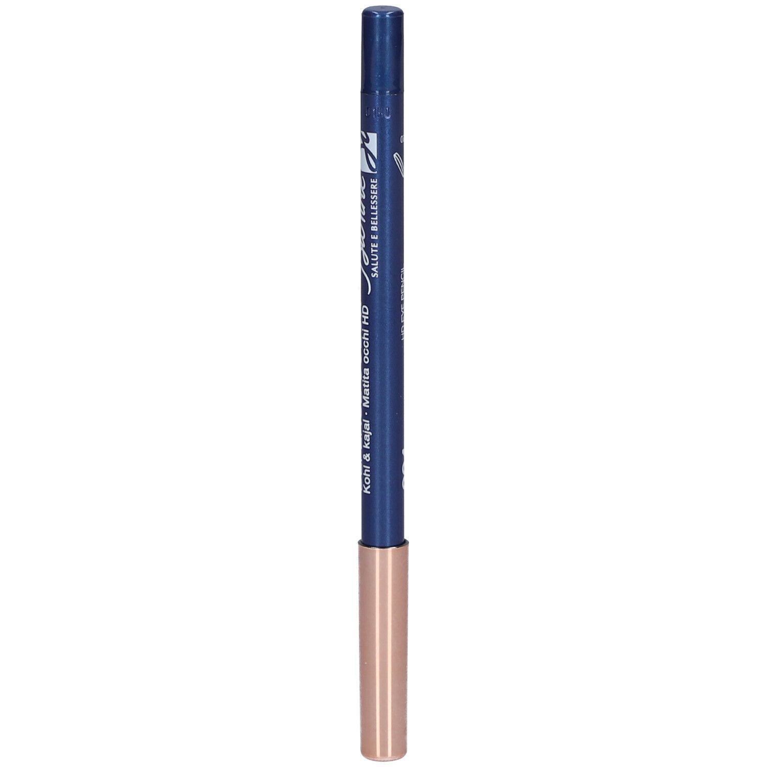 Blauer Kajalstift mit goldfarbener Spitze. Aufschrift: DEFENCE COLOR, Kajal & Kajal, HD.