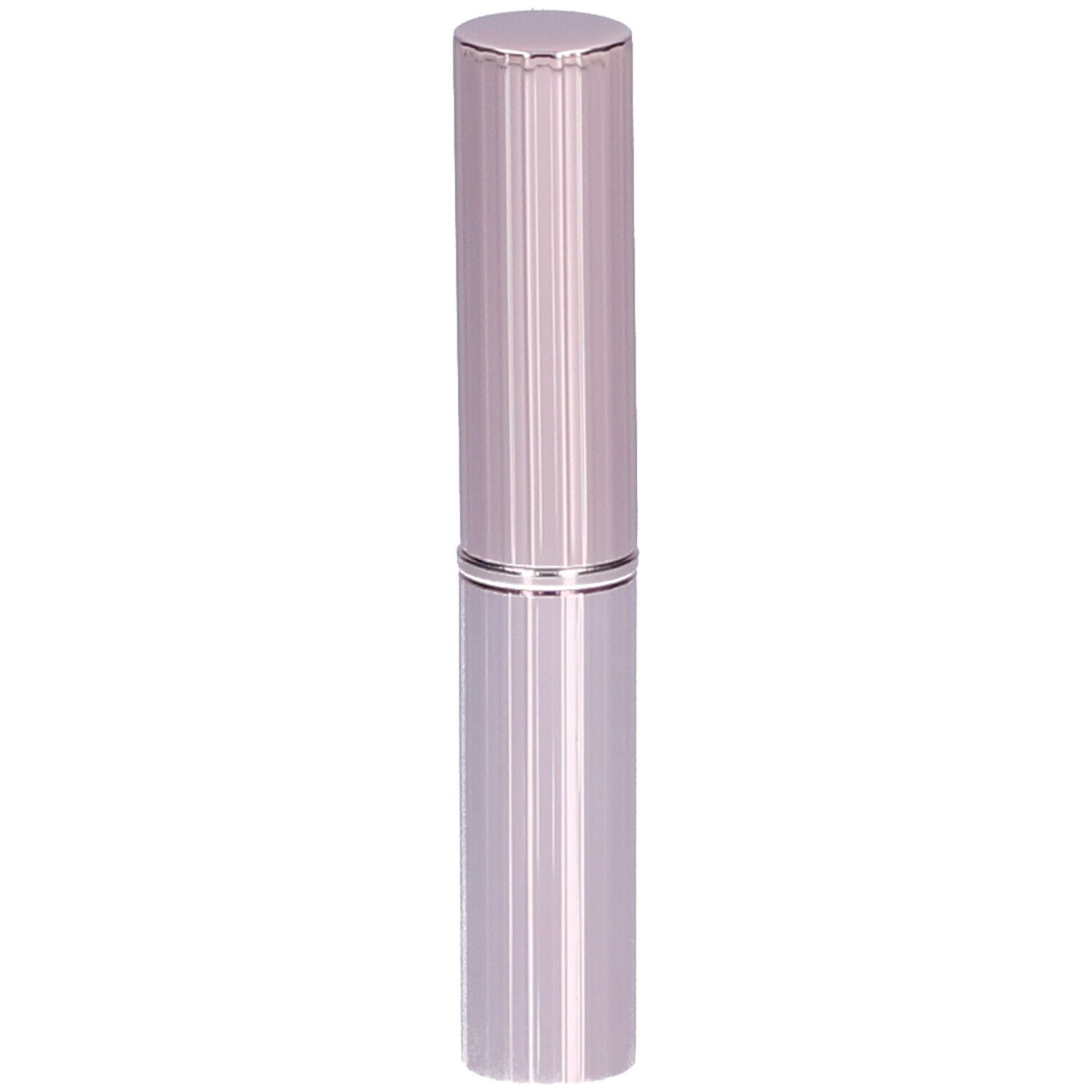 Cilindrische, roze concealer stick. Geribbelde oppervlakte, zilveren ring in het midden. Dop aan de bovenkant.