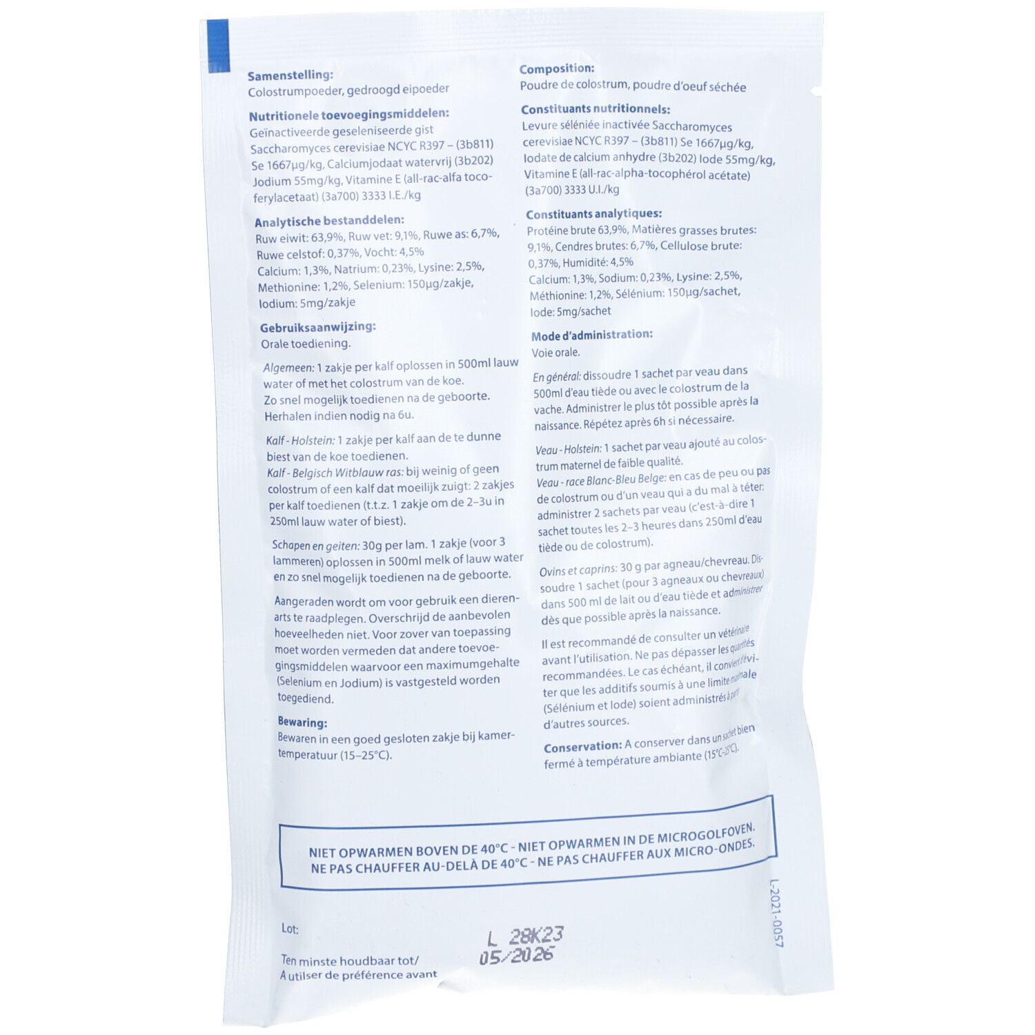 Rückseite der Produktverpackung. Text in mehreren Sprachen. Enthält Informationen zu Inhaltsstoffen und Anwendung.