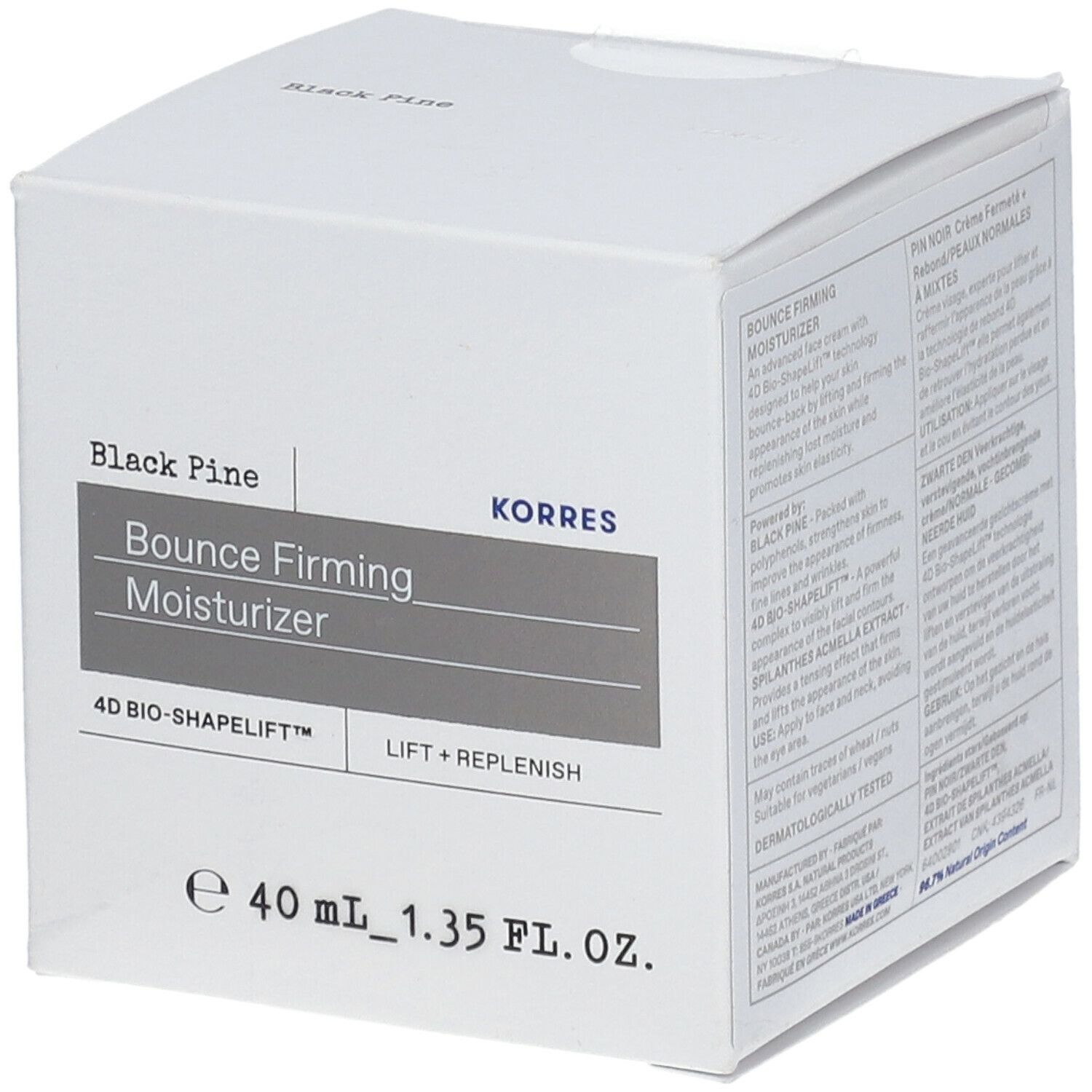 Korres Black Pine 4D Bio-Shapelift Crème Jour Fermeté + Rebond Peaux normales à mixtes