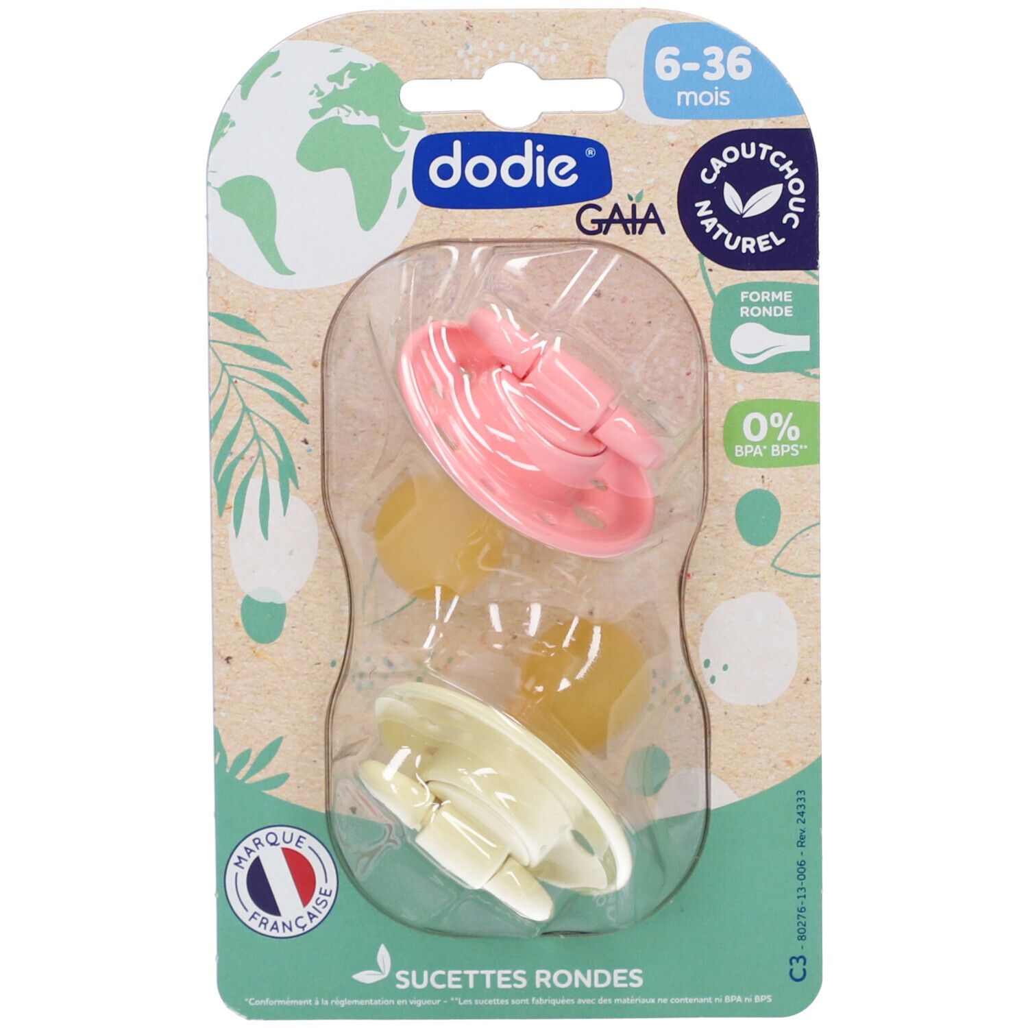 Dodie Sucette en Caoutchouc Jaune-Rose à partir de 6 Mois