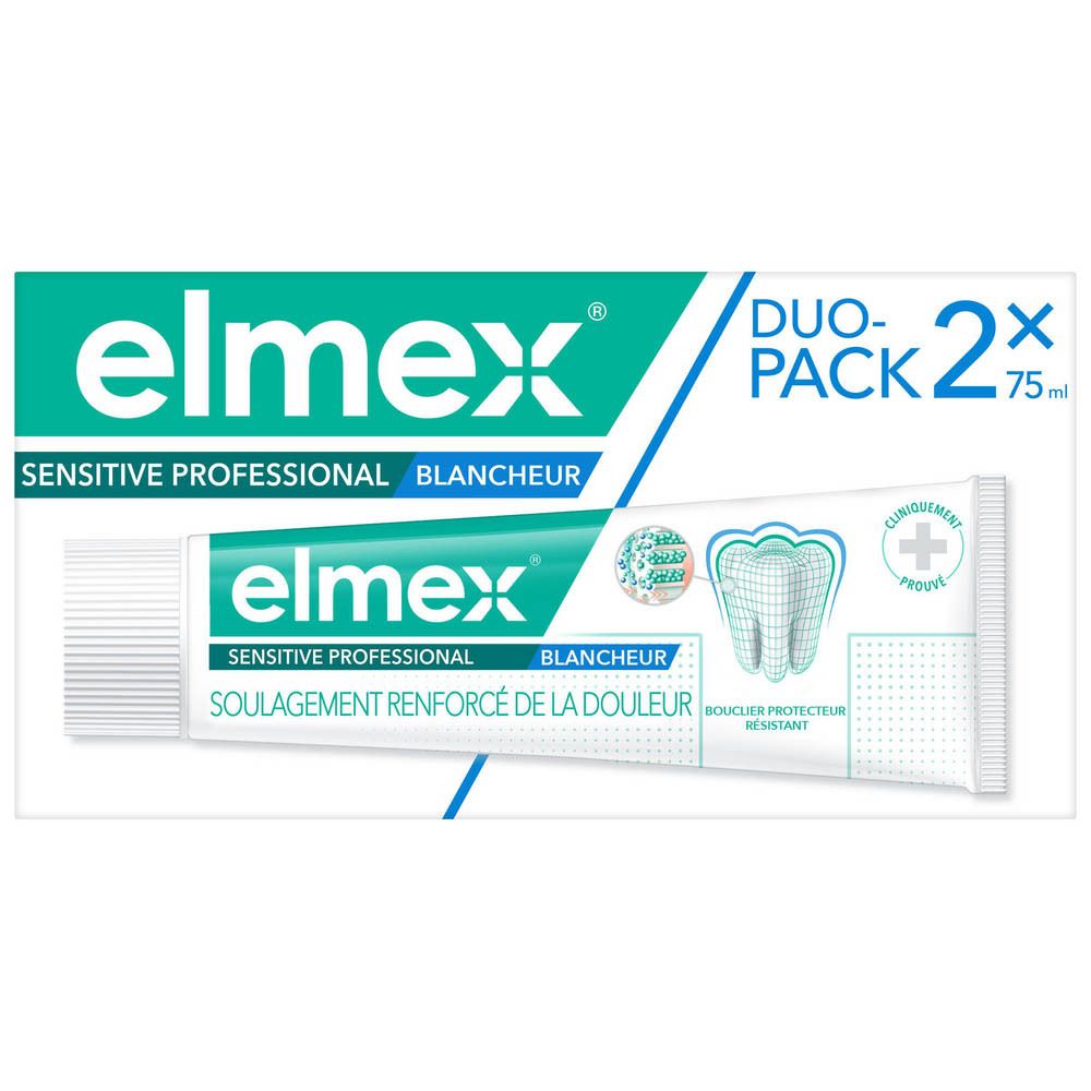 Tandpasta duo-pack. Elmex Sensitive Professional, wit, in doos. Duo-Pack 2x75ml.