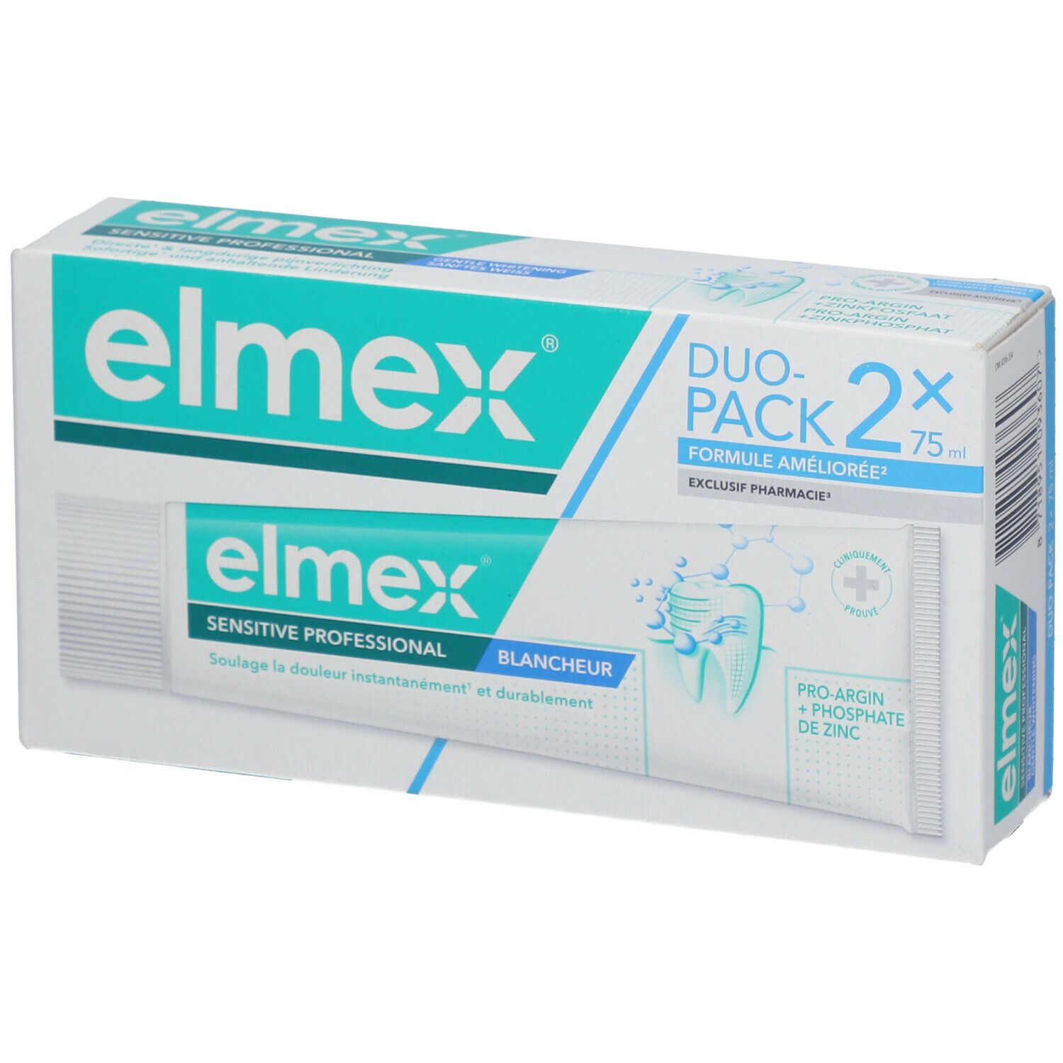 Tandpasta duo-pack. Elmex Sensitive Professional, wit, in doos. Duo-Pack 2x75ml.