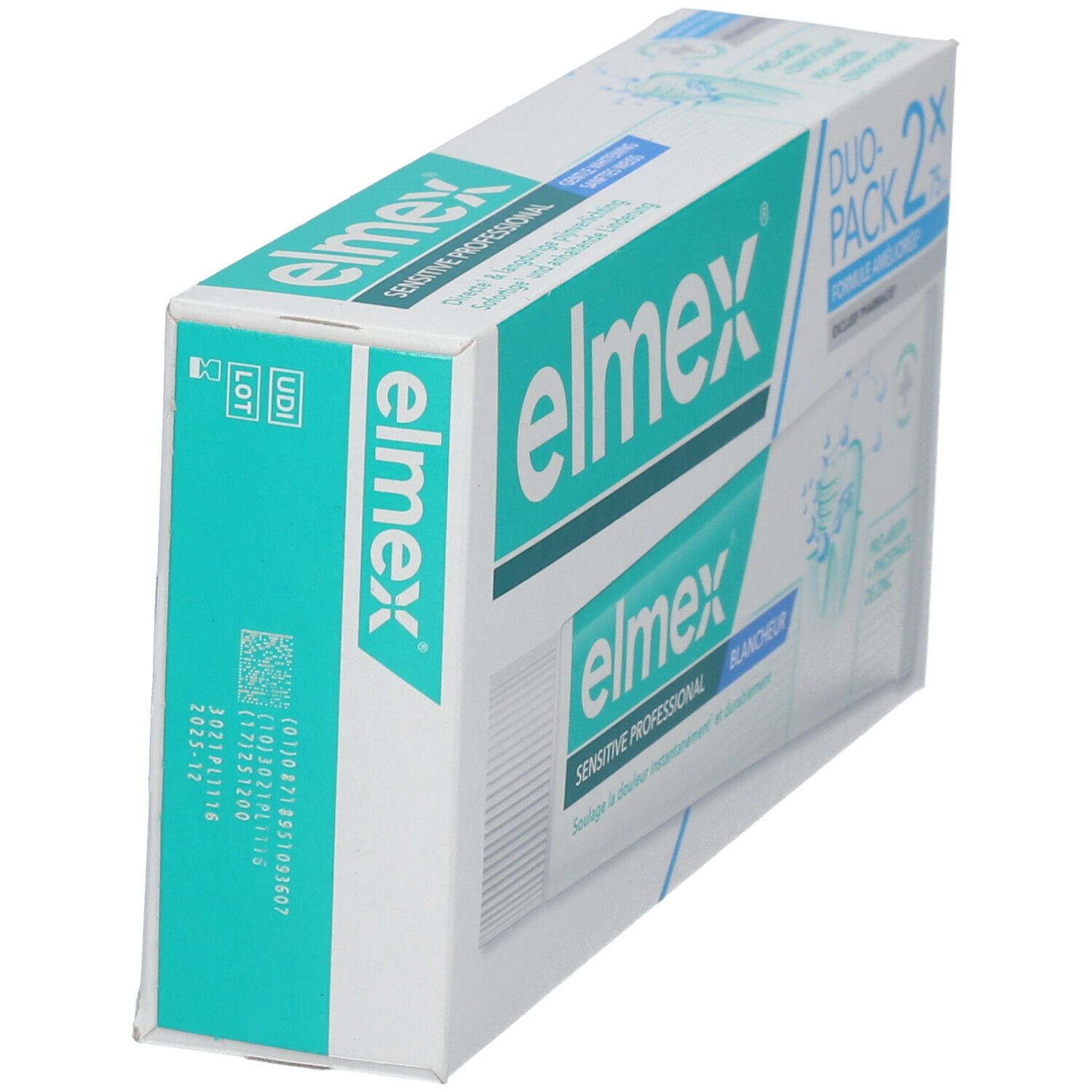 Tandpasta duo-pack. Elmex Sensitive Professional, wit, in doos. Duo-Pack 2x75ml.