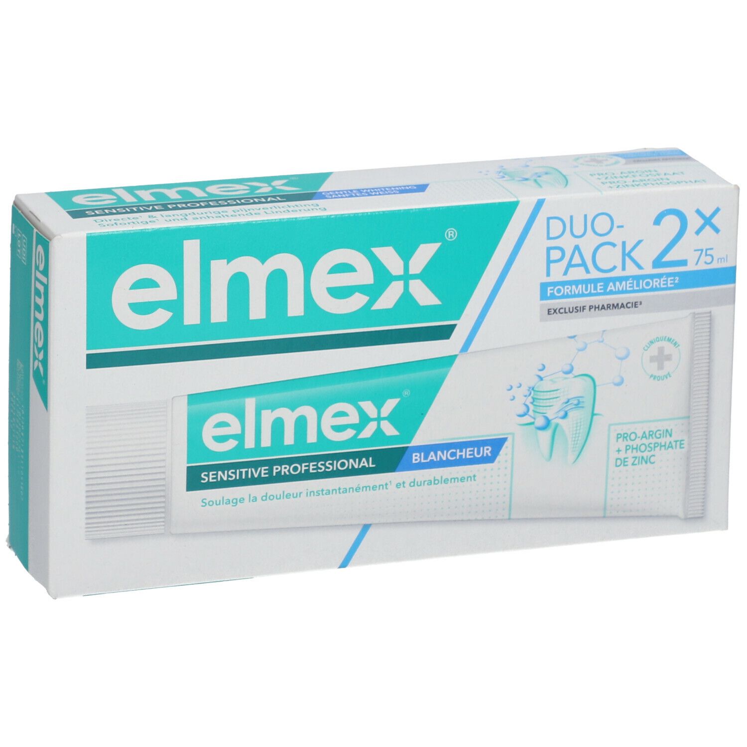 Tandpasta duo-pack. Elmex Sensitive Professional, wit, in doos. Duo-Pack 2x75ml.
