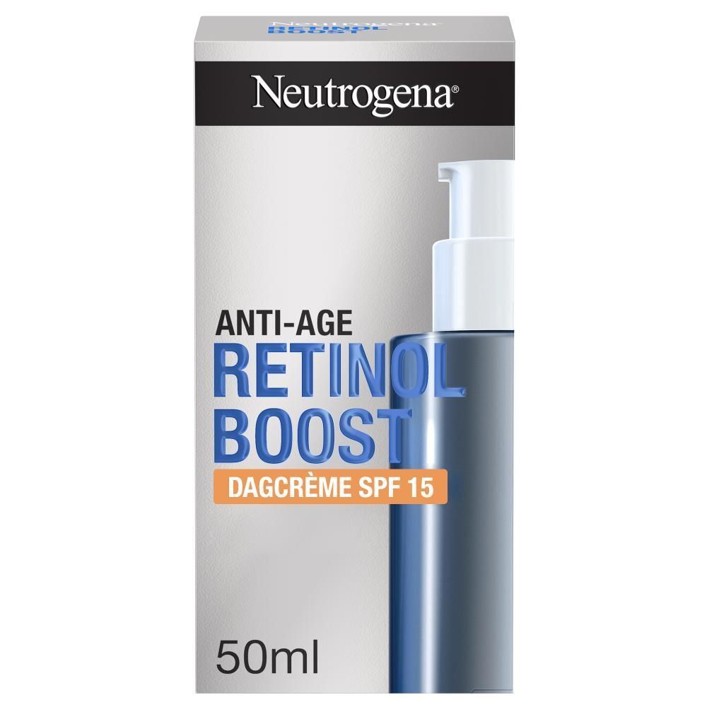 Neutrogena Retinol Boost Dagcrème SPF 15. Verpakking met product.