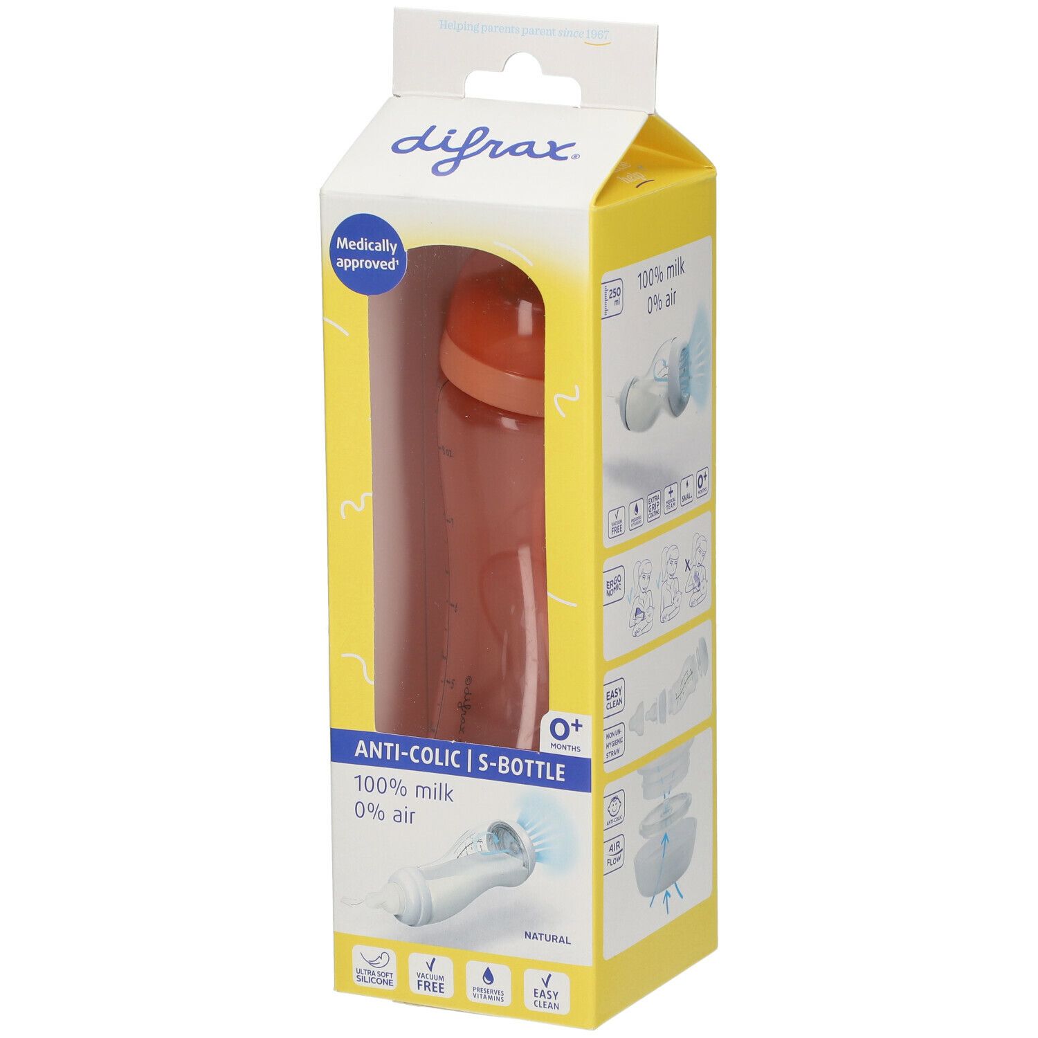 Difrax S-Fles Natural Peachy 250 ml Flaschen