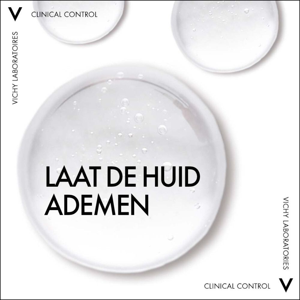 Tekst: Laat de huid ademen. Vloeistof in een ronde vorm.