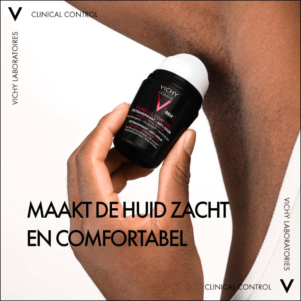 Tekst: Maakt de huid zacht en comfortabel. Roll-on deodorant wordt op de oksel aangebracht.