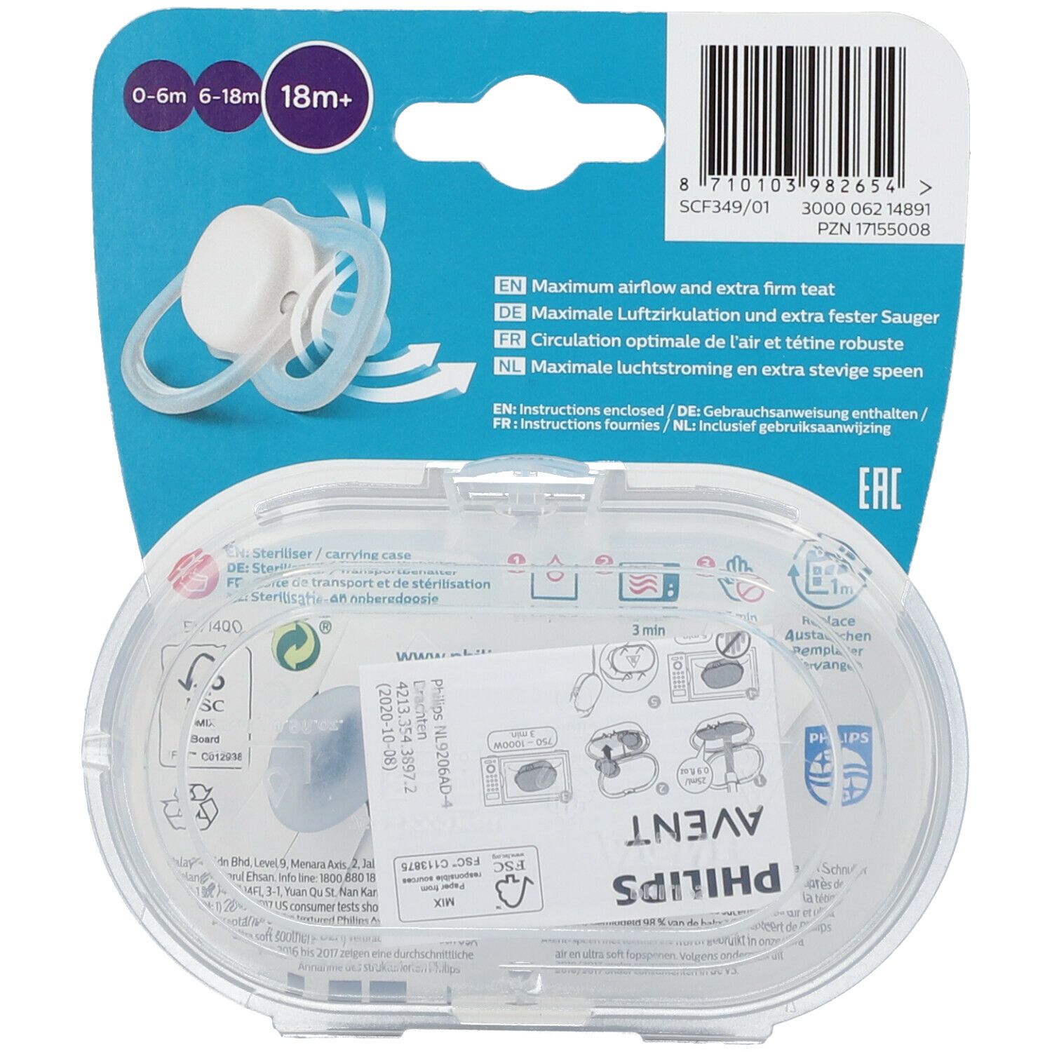 Philips Avent Fopspeen Air Unisex 18 Maanden+ Scf349/01 2 St Schnuller