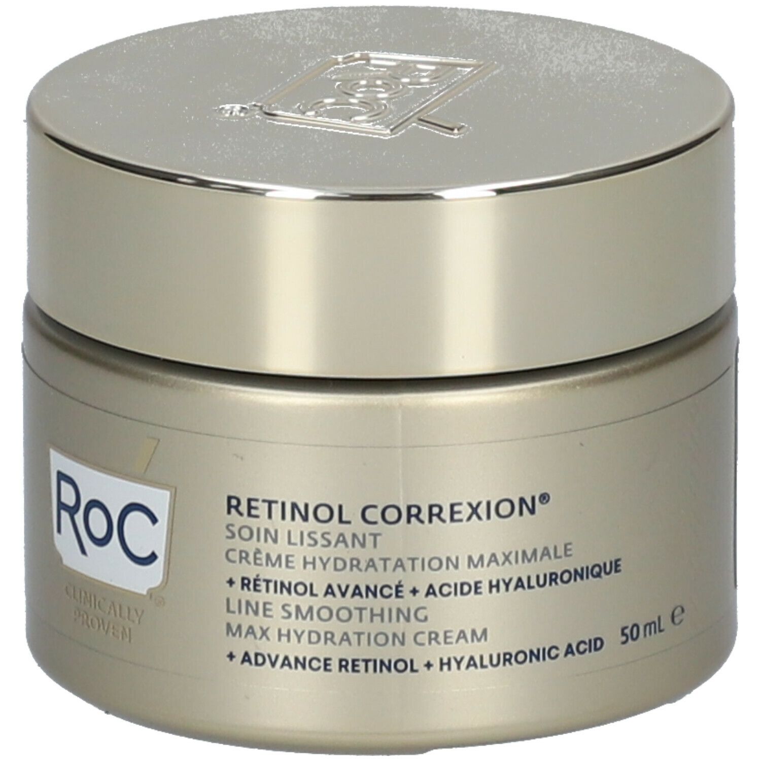 Pot de crème avec couvercle. Inscription RoC et Retinol Correxion. Volume : 50 ml.
