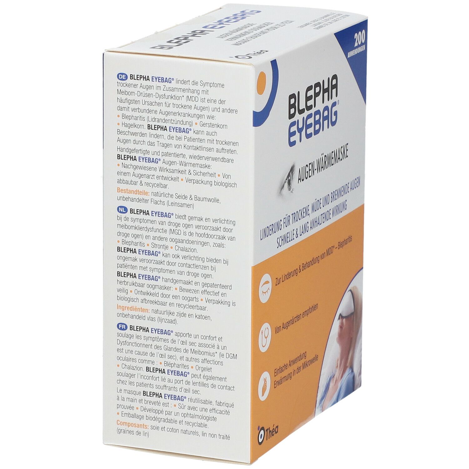 Boîte Blepha Eyebag. Masque chauffant pour les yeux. 200 utilisations. Soulage les yeux secs. Recommandé par les ophtalmologistes. Micro-ondes.