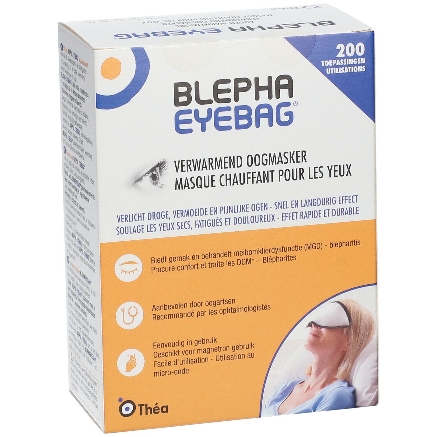 Boîte Blepha Eyebag. Masque chauffant pour les yeux. 200 utilisations. Recommandé par les ophtalmologistes. Facile d'utilisation au micro-ondes.