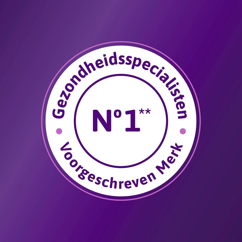 Rond logo. Tekst: Gezondheidsspecialisten. N°1. Voorgeschreven Merk.