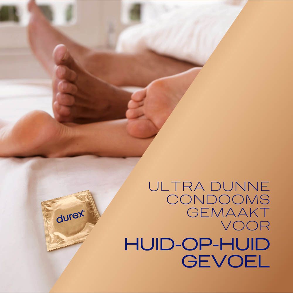 Durex condooms: Maatoverzicht - Nauwsluitend, Standaard, Large. Nominale breedtes 52,5mm, 56mm, 60mm.