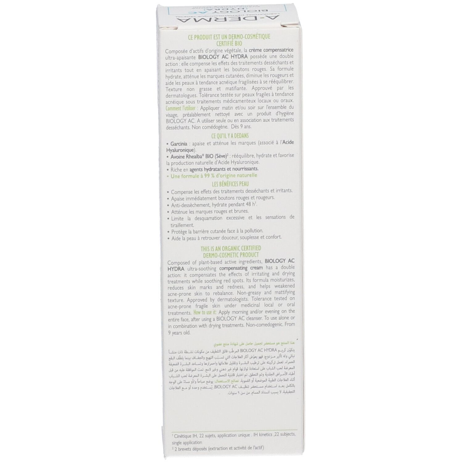 A-Derma Biology AC Hydra Kompensationscreme-Verpackung mit Text.