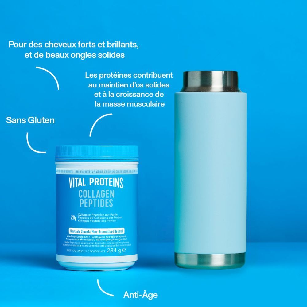 VITAL PROTEINS Collageen Peptides pot en drinkfles. Anti-aging product, glutenvrij.