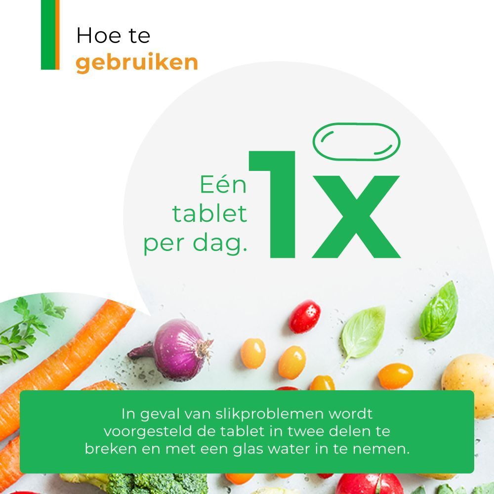 Infographic: inname van ArmoLIPID PLUS. Eén keer per dag. Nederlandse tekst.