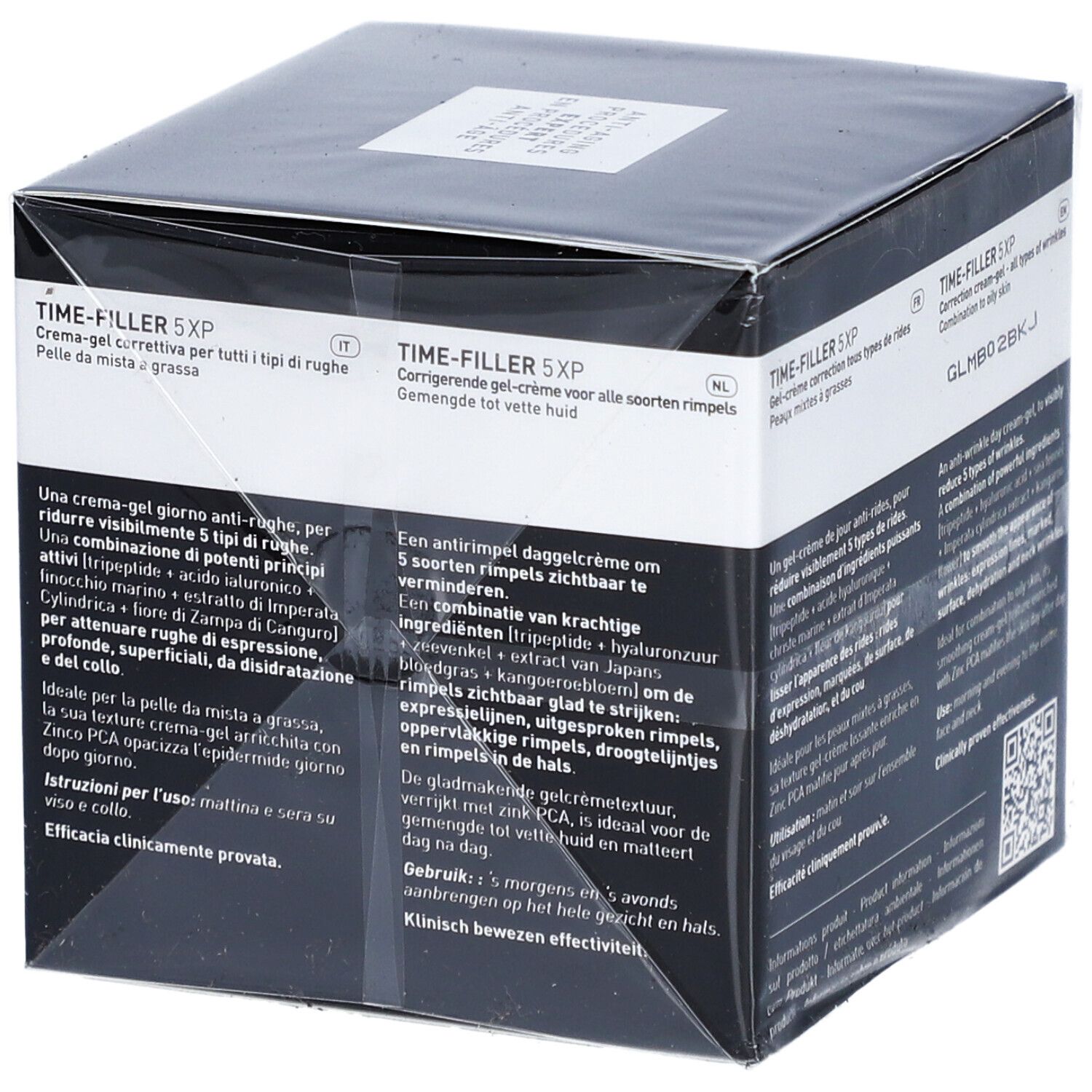 Karton FILORGA Time-Filler 5XP. Text: Gel-Creme gegen Falten, 5-XP Complex. Produktinformationen in mehreren Sprachen.