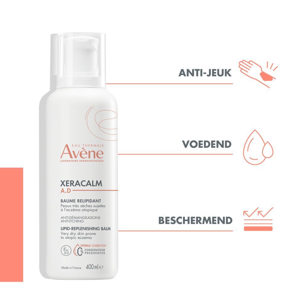 Avène Xeracalm A.D. Balsem. Eigenschappen: Voedt, kalmeert, herstelt.