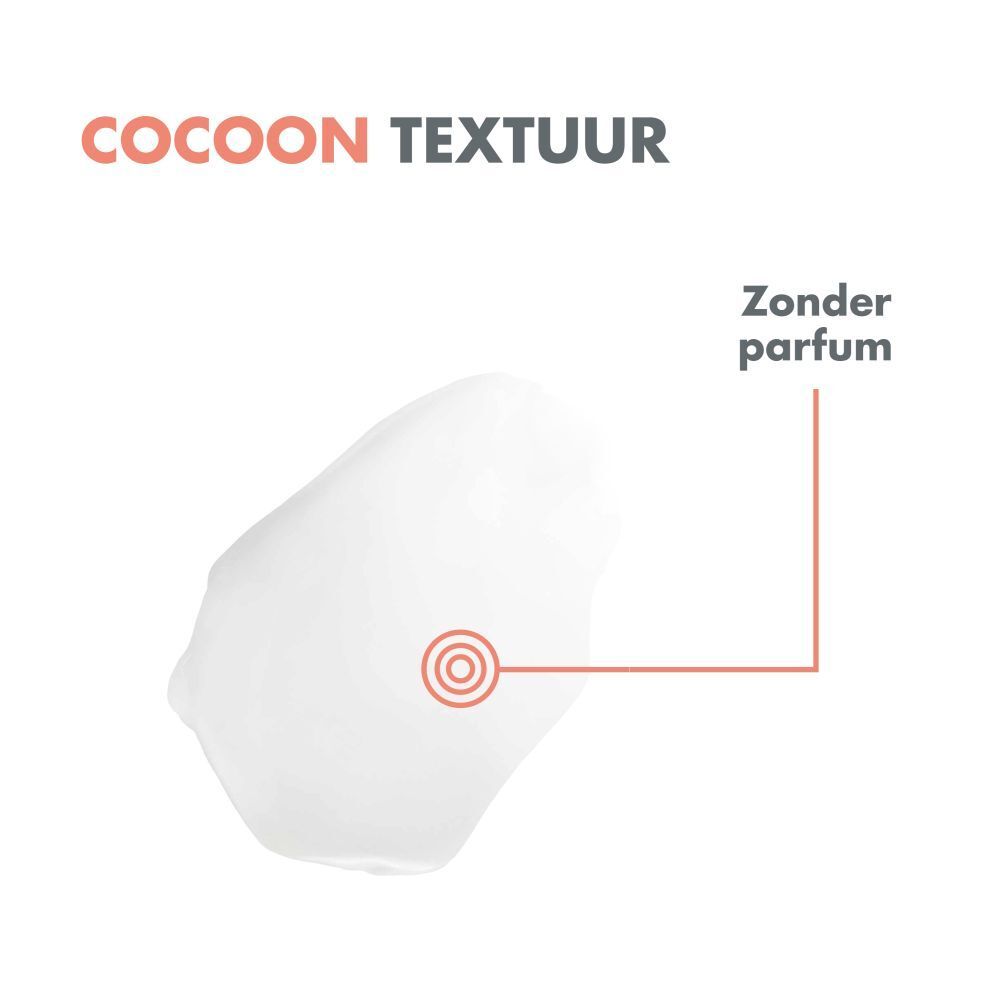 Textuur van Avène Xeracalm A.D. Balsem. Niet-comedogeen, zonder parfum.