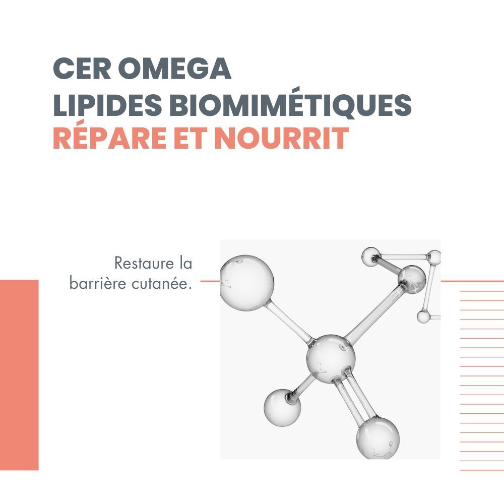 Structure moléculaire. Céramides Oméga biomimétiques. Répare et nourrit.