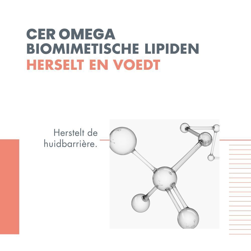 Witte tube met productnaam en merk. Tekst: XeraCalm A.D. Baume Relipidant. 200 ml.