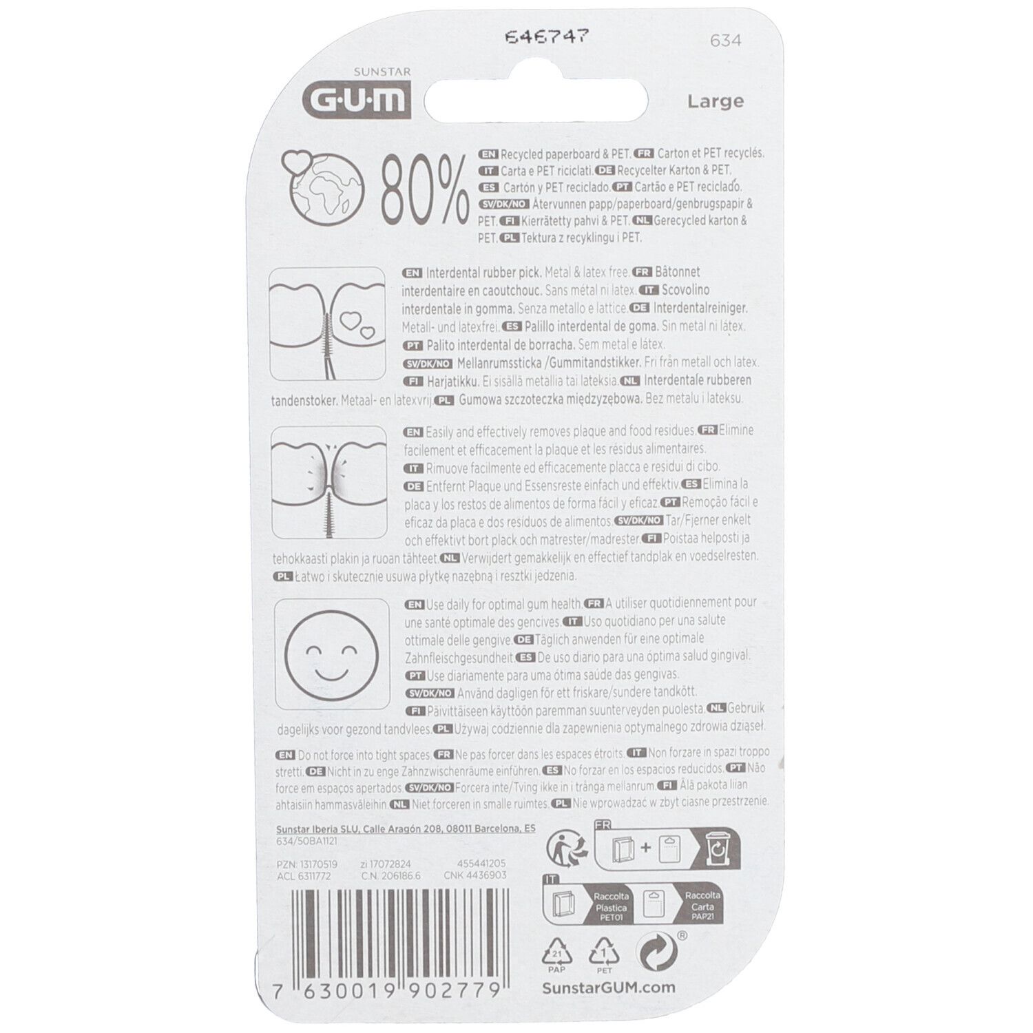 GUM Interdentalbürsten, Größe Large, 80% recyceltes Material.