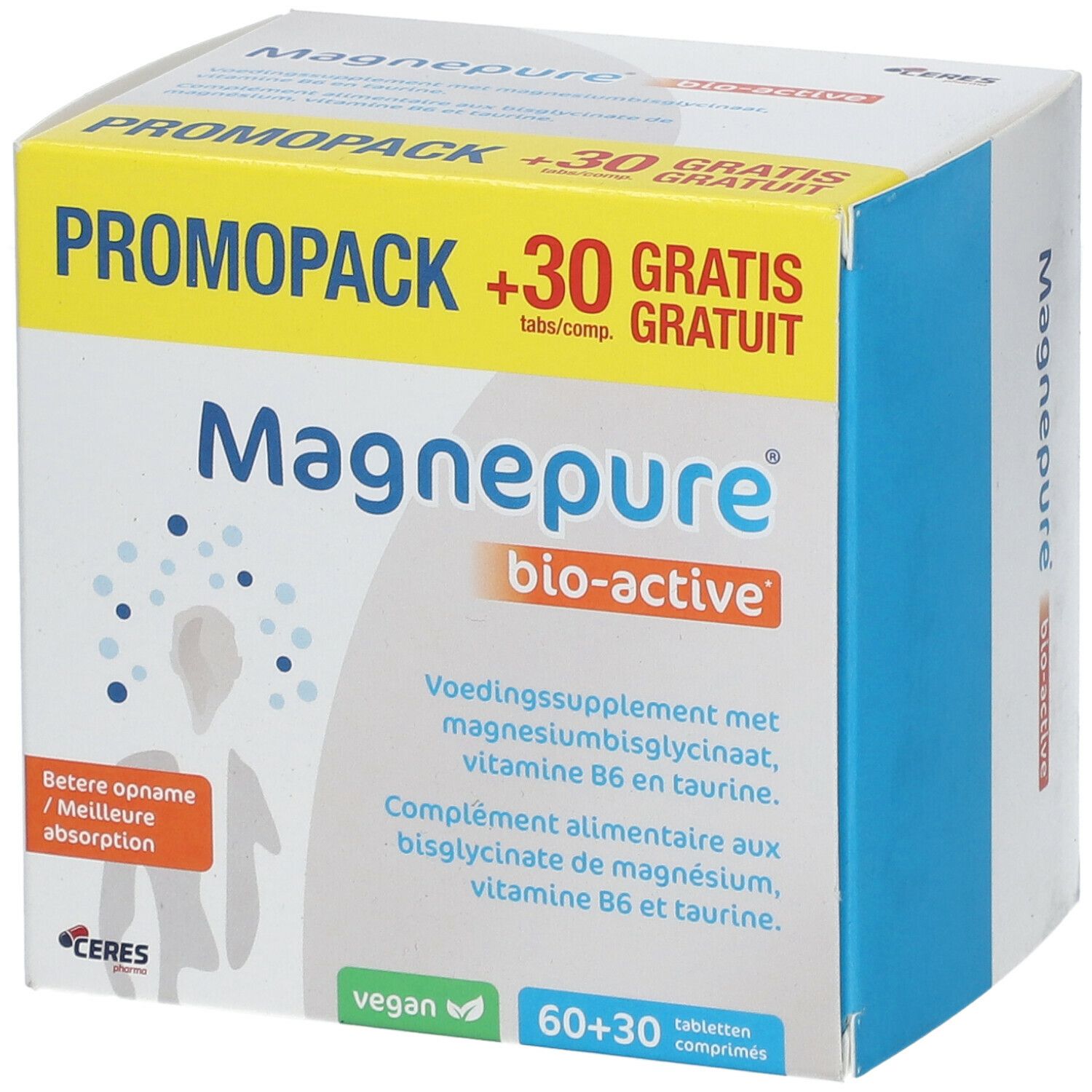 MagnePure Bio-Active + 30 Comprimés Gratuit 90 comprimés