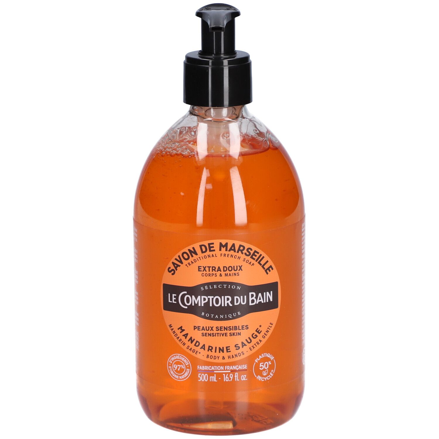 Le Comptoir du Bain Marseillezeep Mandarijnsalie Nieuwe Formule 500 ml Flüssigseife