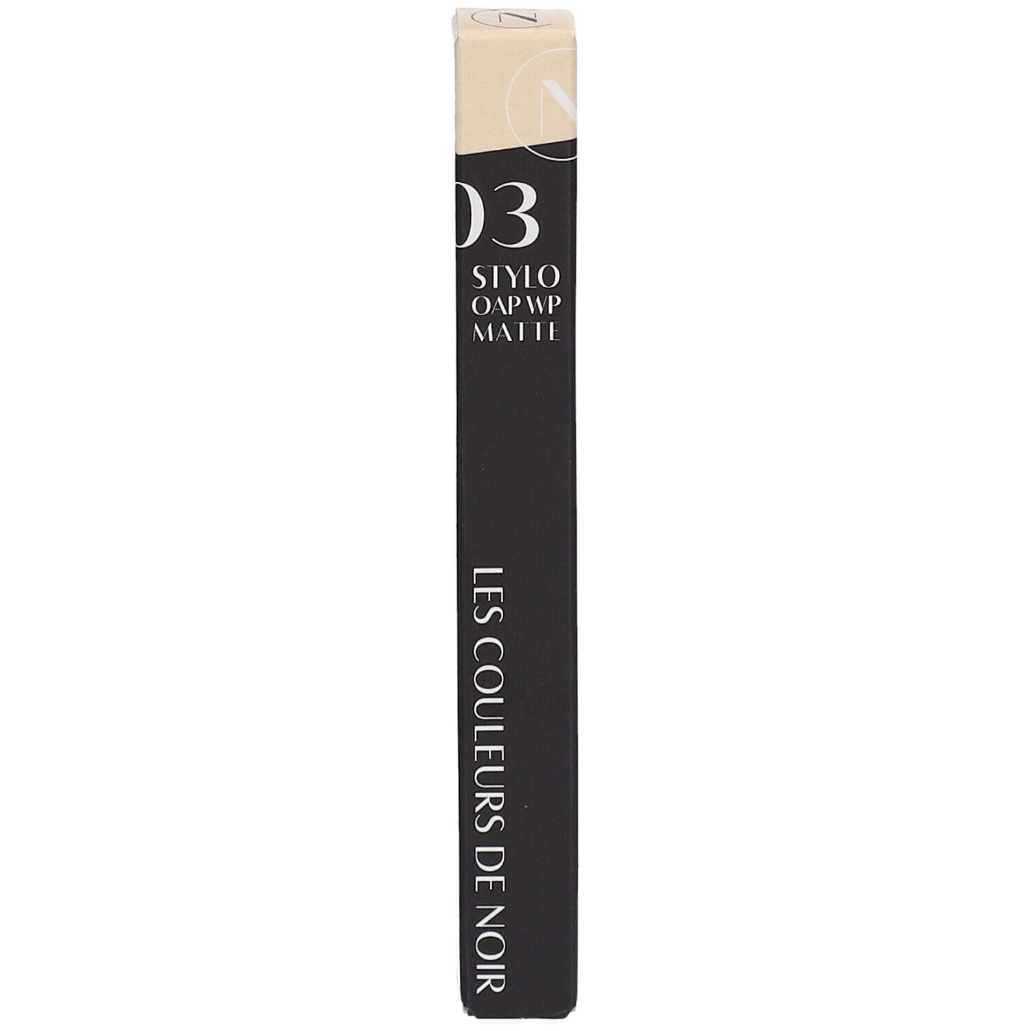 LES COULEURS DE NOIR Stylo OAP WP Matte 03 Honigbraun. Schwarze Verpackung. Aufschrift.