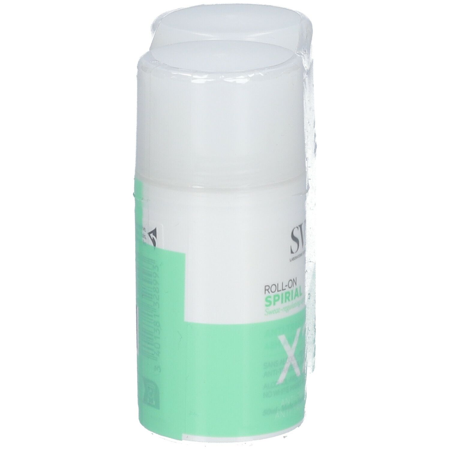 Un déodorant roll-on sous film plastique. Inscription: SVR, Roll-On Spirial, X2.