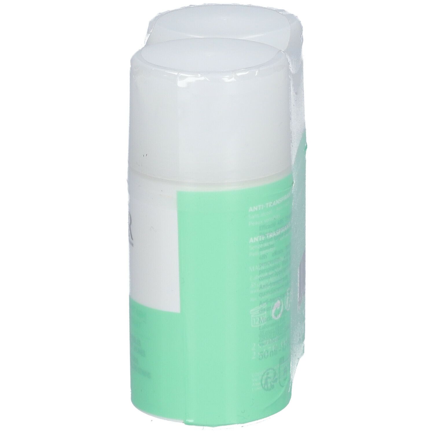 Deux déodorants roll-on sous film plastique. Inscription: SVR, Roll-On Spirial.