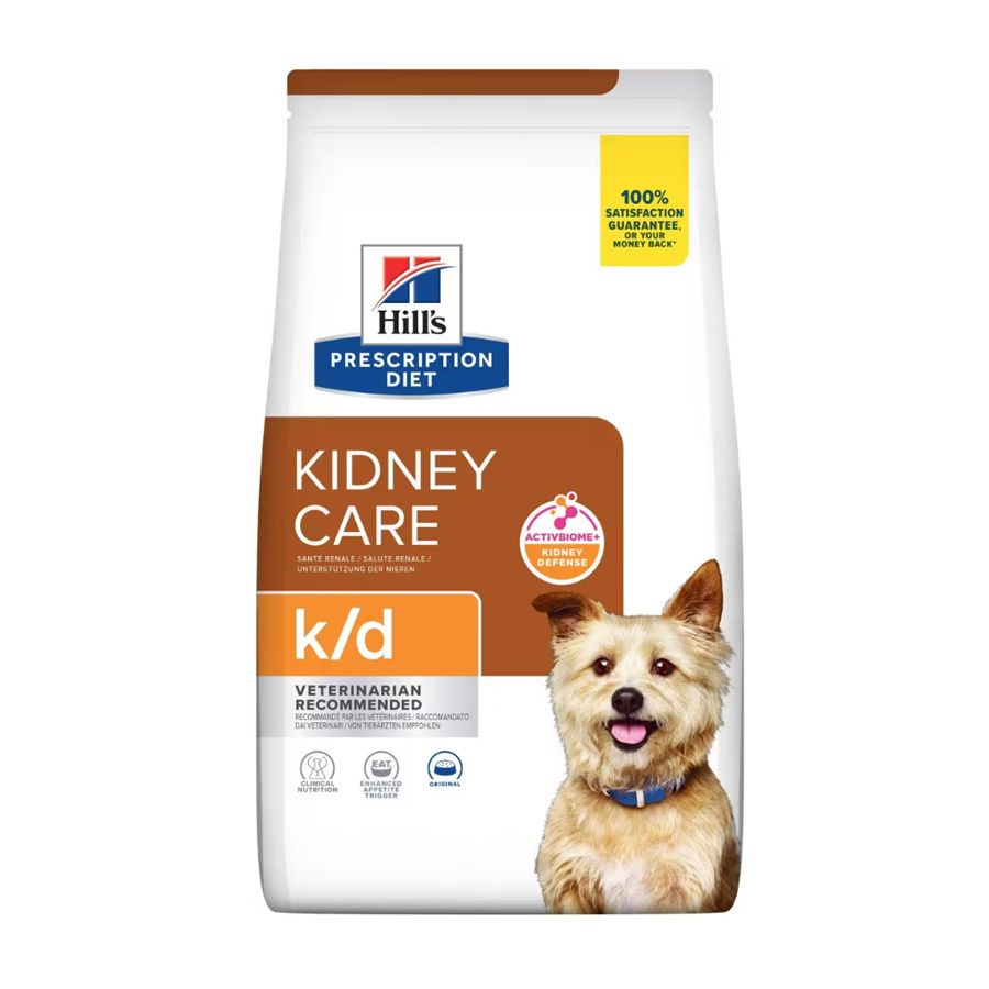 Hill's PRESCRIPTION DIET k/d Nierenpflege Chien. Aliment pour chien en sachet. Inscription : Kidney Care, k/d, Veterinarian Recommended. Chien.