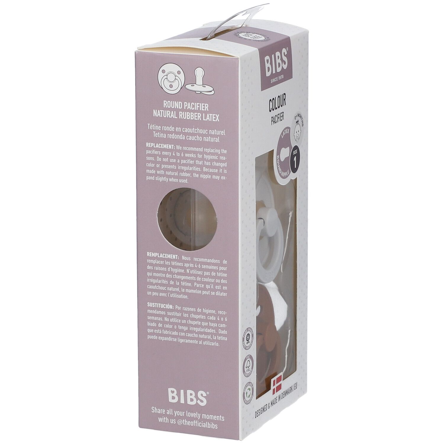 BIBS® BIBS COULEUR Beruhigungssauger Haselnuss - Blume 0 - 6 Monate Größe 1